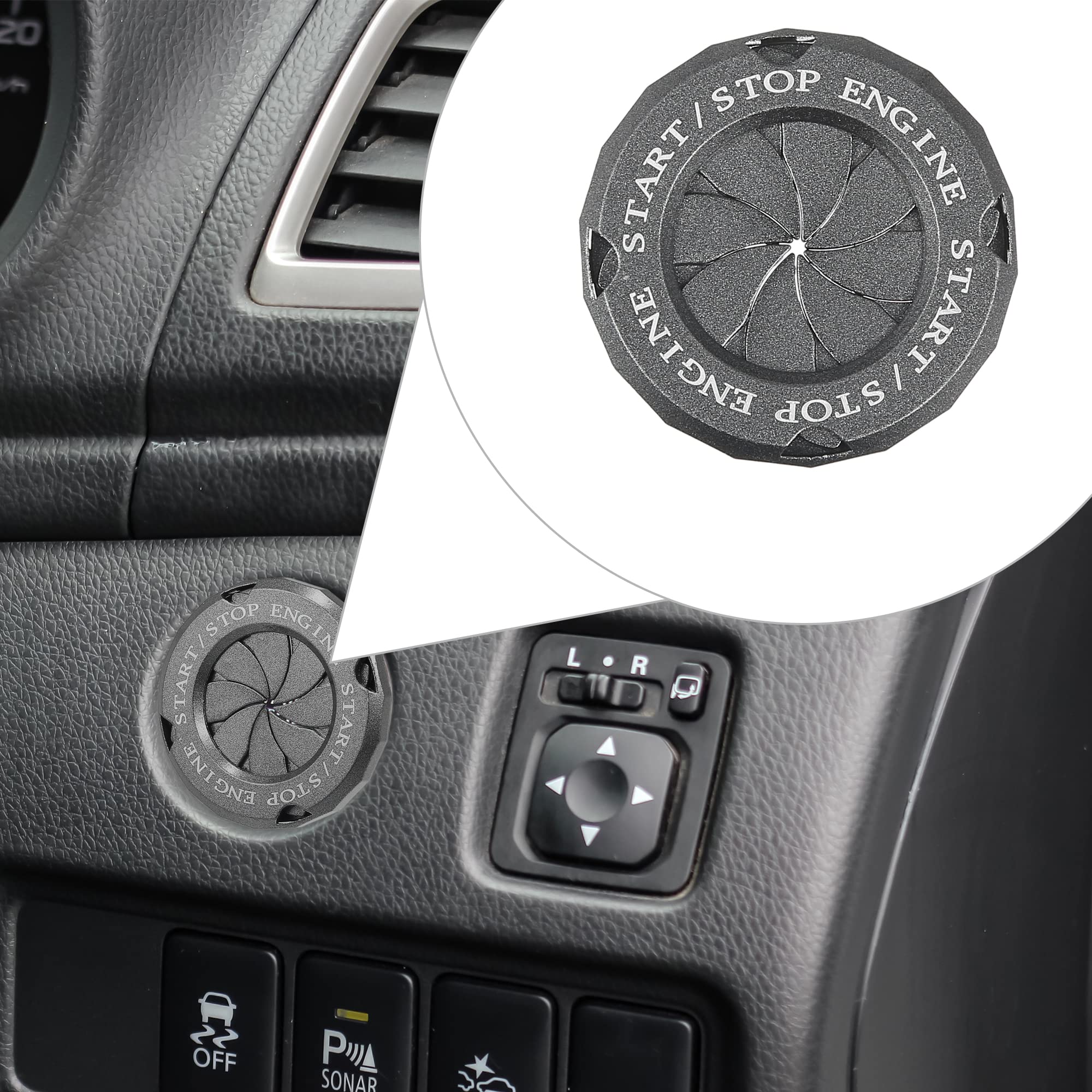 X AUTOHAUX Universal Car Push Start Button Cover - Anti-Scratch Spin Ignition Protective Cap with Titanium Tone Finish | Perfect for Keyless Entry Vehicles, Car Interior Protection & Stylish Decoration