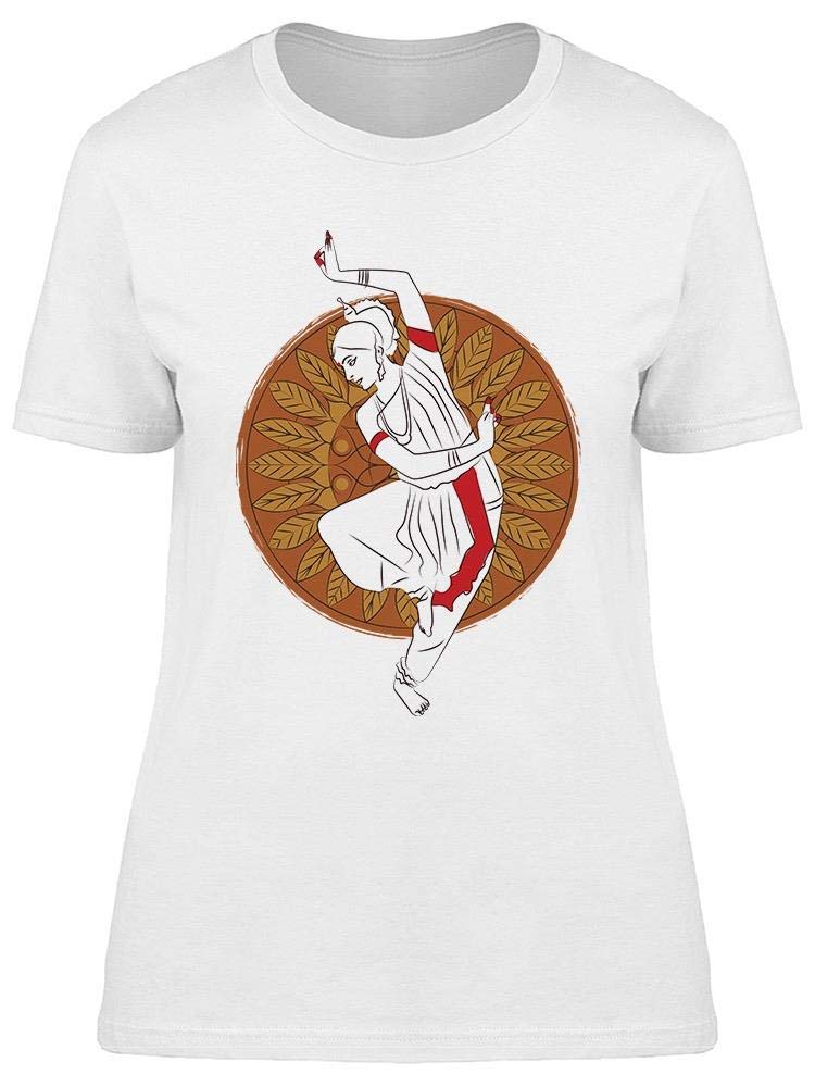 Smartprints Indian Odissi Dance Stand Tee for Women - Comfortable Cotton T-Shirt with Traditional Dance Print - Perfect for Yoga, Cultural Events & Casual Wear