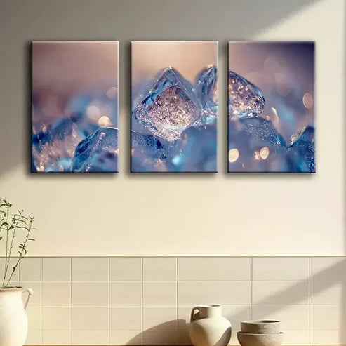 3-Piece Ice Cubes Canvas Wall Art Set - 90x60cm Framed High-Quality Print - 100% Australian Made - Ready to Hang - Perfect for Living Room, Bedroom & Office Decor