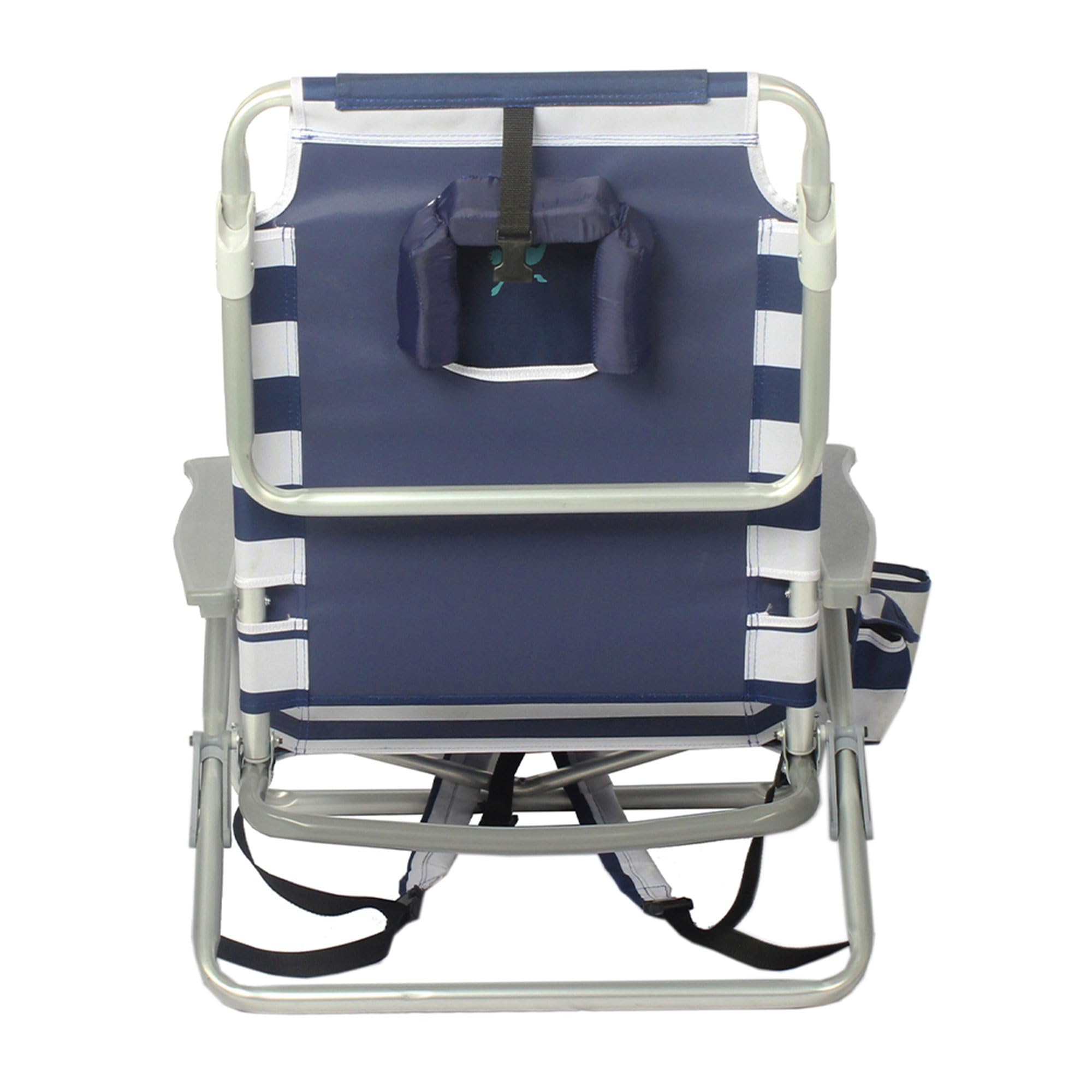 Ostrich On-Your-Back Sand Chair - Portable Beach Recliner with Backpack Straps - Lightweight Outdoor Lounge Chair for Pool, Camping, Backyard & Picnics - Blue Stripe Design - Perfect for Beach Vacations, Tailgating & Outdoor Relaxation