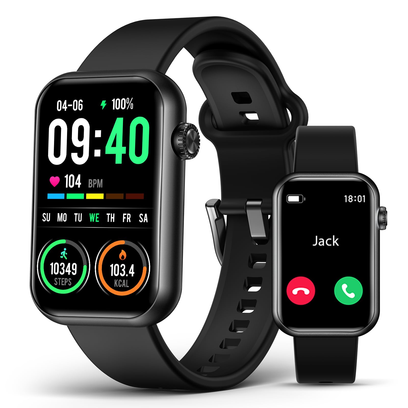 Smart Fitness Tracker Watch with Call Function, 24/7 Heart Rate & SpO2 Monitor, Blood Pressure & Sleep Tracking, 114 Sports Modes, Calorie & Step Counter - IP68 Waterproof Activity Tracker for Men & Women - Perfect for Running, Swimming & Daily Health Monitoring
