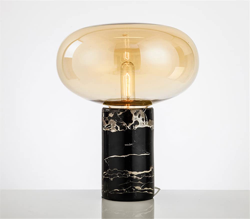 Luxury Black Postmodern Marble Glass Table Lamp - E26/E27 Base Bedside & Desk Lighting for Living Room, Bedroom, Study - Elegant Home & Office Decor with Warm Ambient Glow