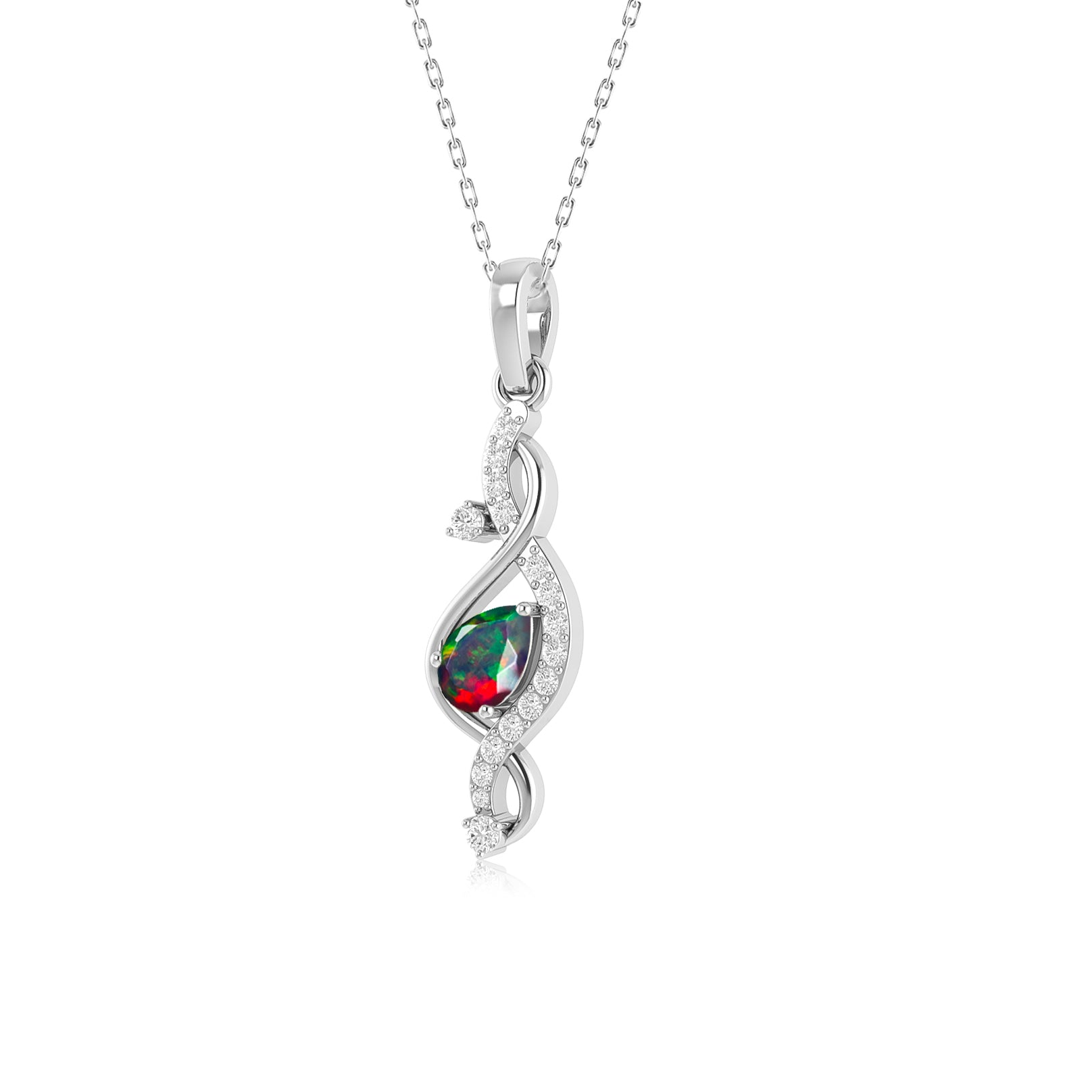Natural Black Opal Pear-Shaped Designer Pendant Necklace for Women - Elegant Jewelry Gift for Birthday, Anniversary & Special Occasions