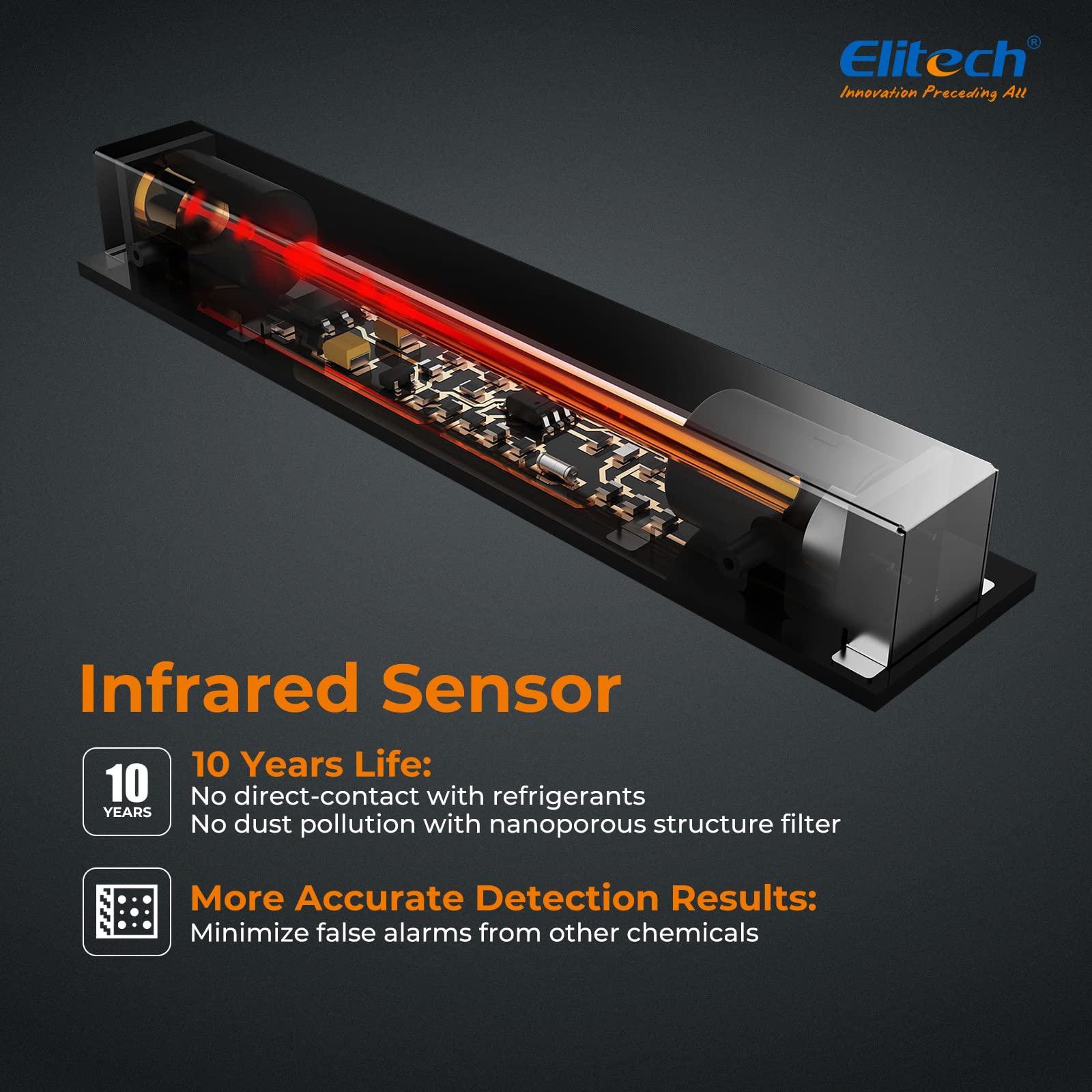 Elitech HVAC Refrigerant Leak Detector with 10-Year Infrared Sensor - Halogen Freon Sniffer for R22 R410A R134A R1234YF - Air Conditioning & Automotive Gas Leak Detection (ILD-300) - Perfect for HVAC Technicians and Auto Repair Shops