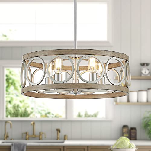 Brushed Nickel Drum Chandelier-5 Light