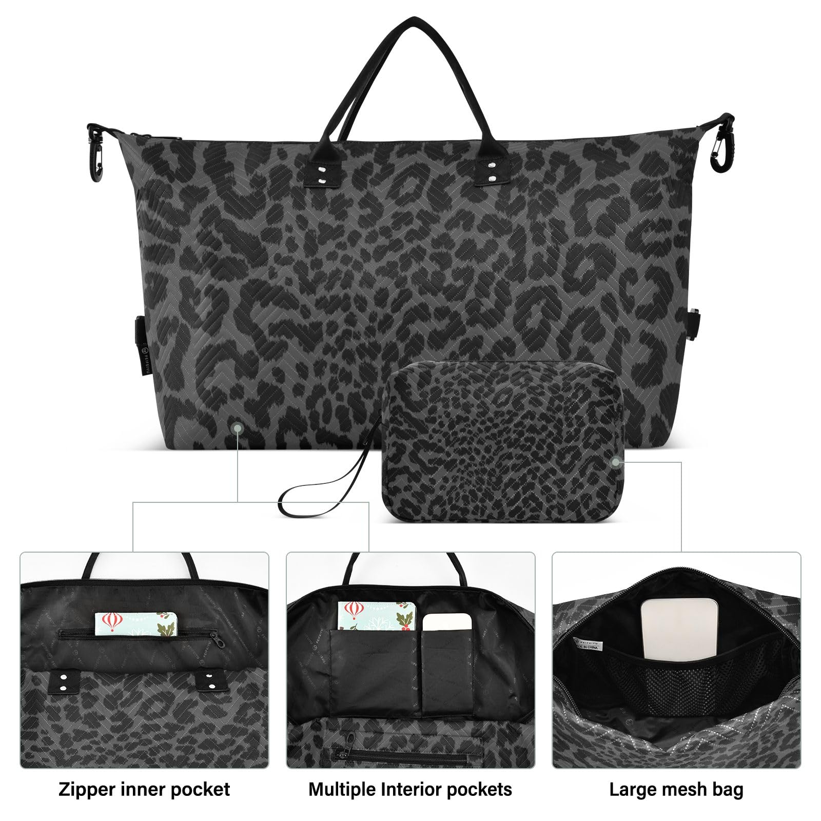 Large Travel Duffel Bag - Waterproof Sports Tote & Gym Bag for Women & Men - Golden Bee Queen Crown Pattern Carry On Luggage - Perfect for Weekend Trips, Workouts & Overnight Travel