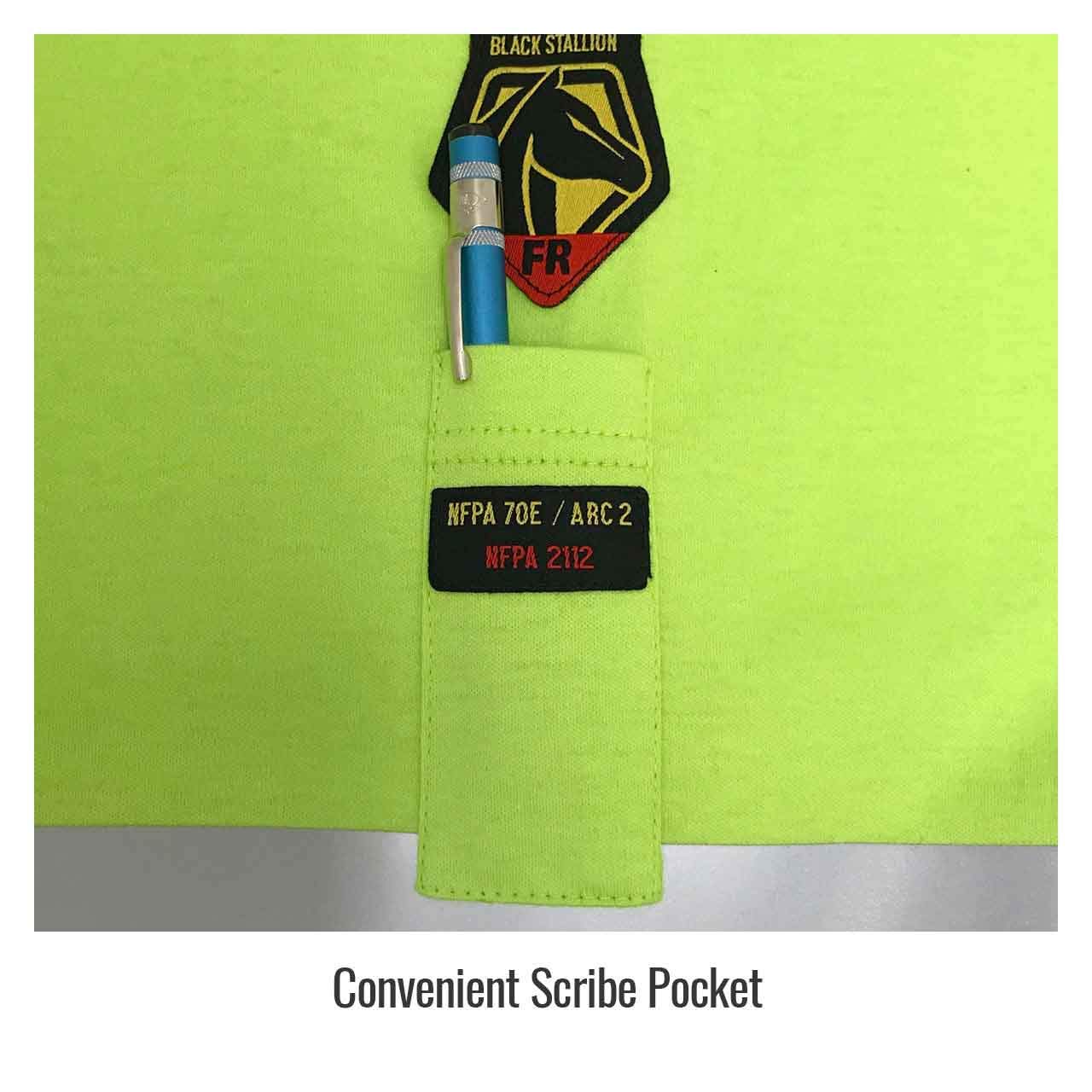 Black Stallion TF2511 NFPA 2112 & NFPA 70E Certified Flame Resistant Cotton Long Sleeve T-Shirt with Reflective Tape - Lime Green, Size Medium - Ideal for Electrical Work, Oil & Gas Industry, and Hazardous Work Environments