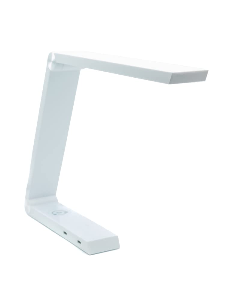 Modern LED Desk Lamp with Dimmable Light Control, Wireless Charging & 2 USB Ports - Adjustable Brightness for Home Office, Dorm, Bedroom, Study Room - Perfect for Reading, Working & Nightstand Lighting (White)