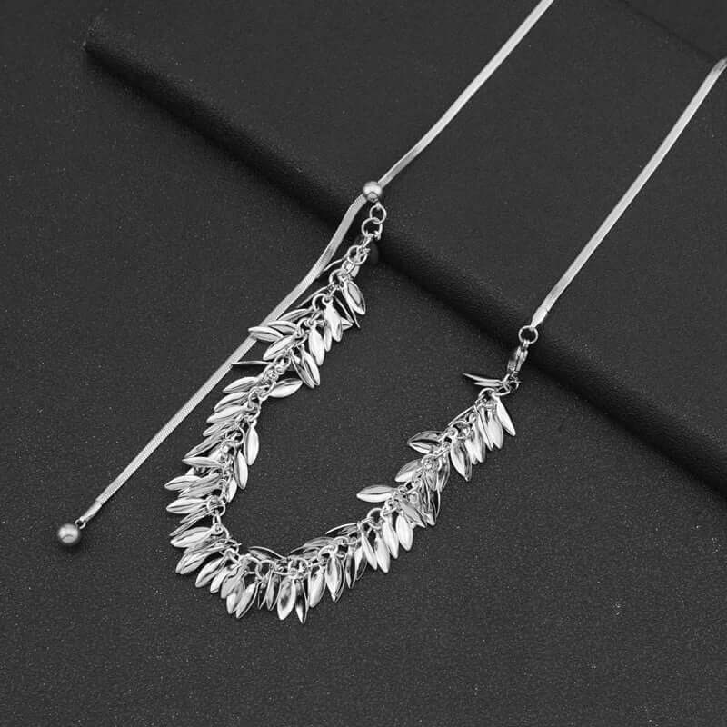 Sequin Leaf Multi-Way Y Chain Tassel Necklace for Women | Adjustable Layered Statement Jewelry | Perfect for Parties, Weddings & Evening Events | EH1775