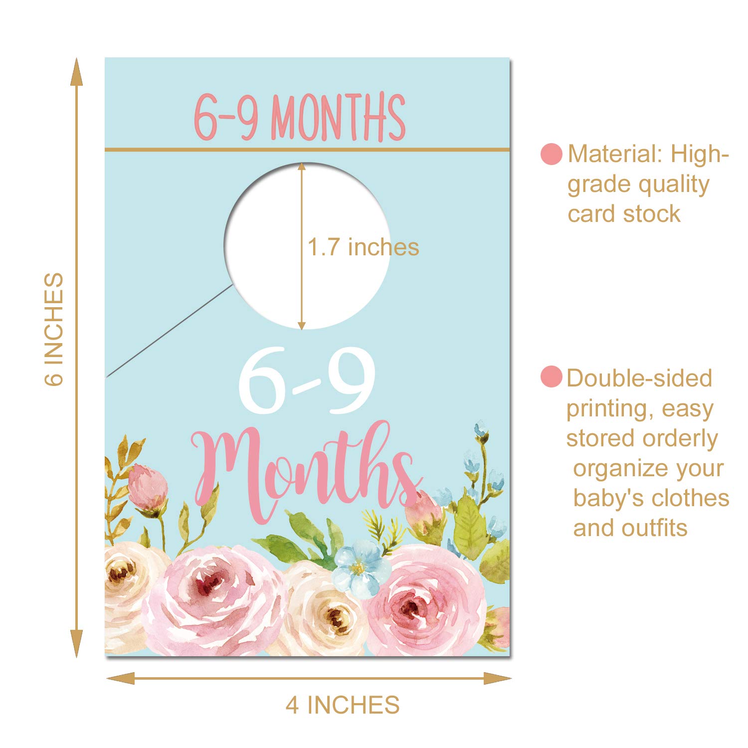 Floral Baby Closet Organizer Dividers - Newborn Nursery Wardrobe Hangers for Girls (0-24 Months) - Size & Age Separators to Arrange Baby Clothes - Perfect for Baby Showers & Nursery Organization