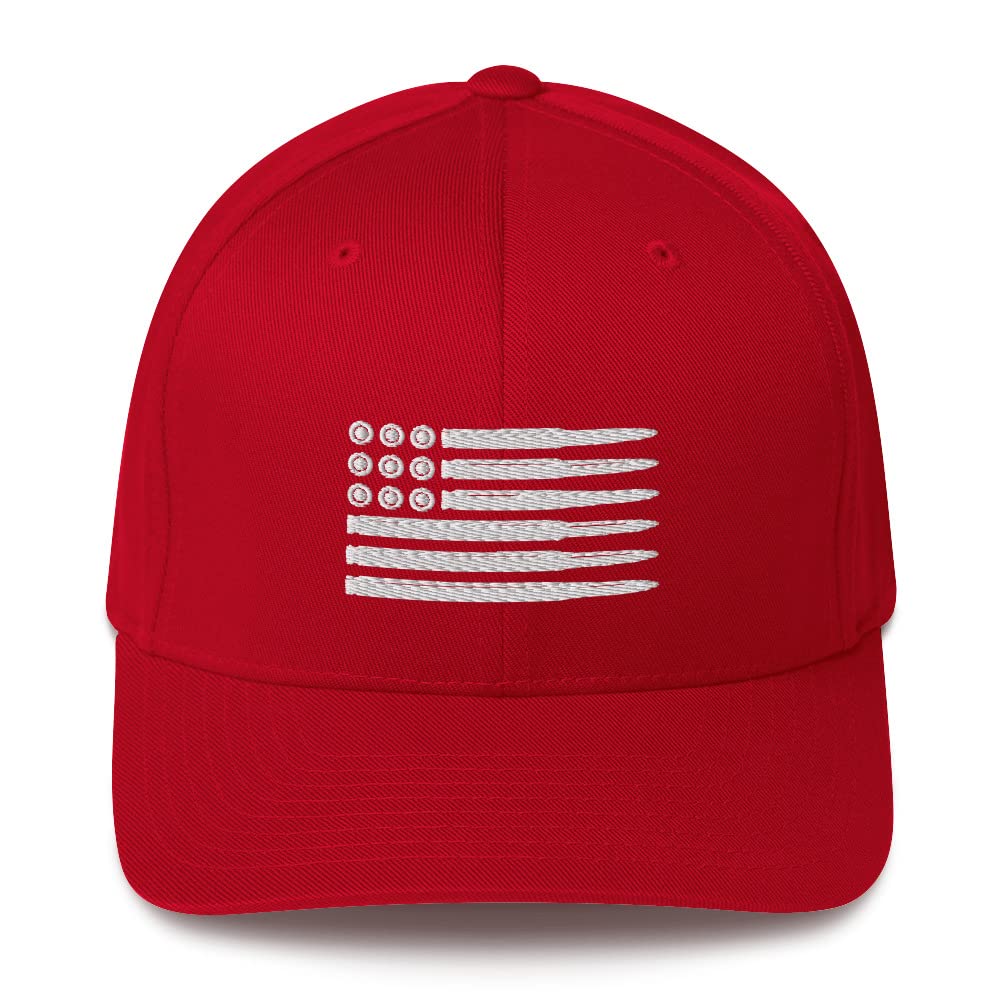 American Flag Bullet Hat - Patriotic Ammo Dad Cap with Flexfit Technology | Perfect for 4th of July, Veterans Day & Outdoor Activities