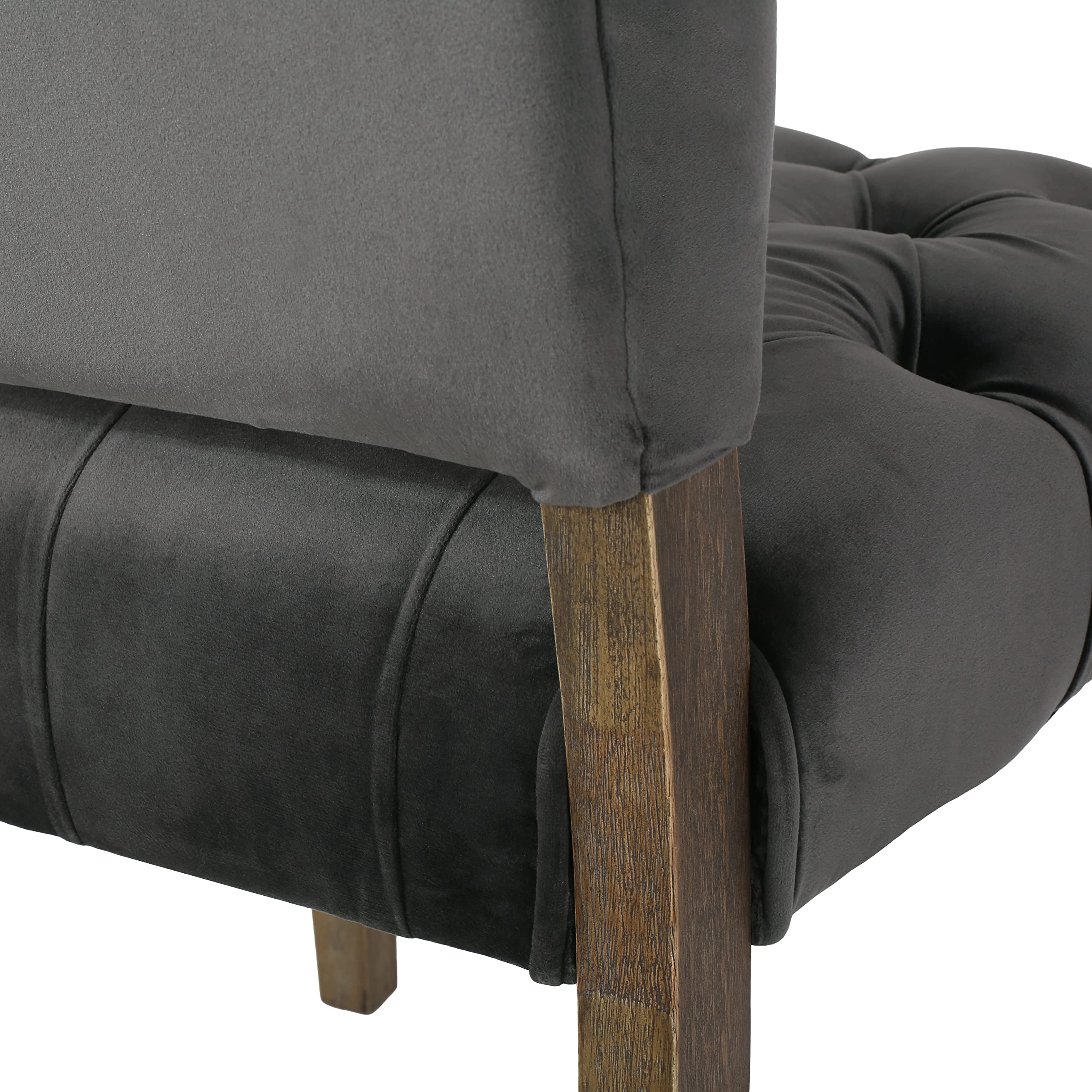 Christopher Knight Home Carolina Velvet Dining Chairs - Set of 2, Charcoal Gray Upholstered Seating for Dining Room, Kitchen, or Breakfast Nook
