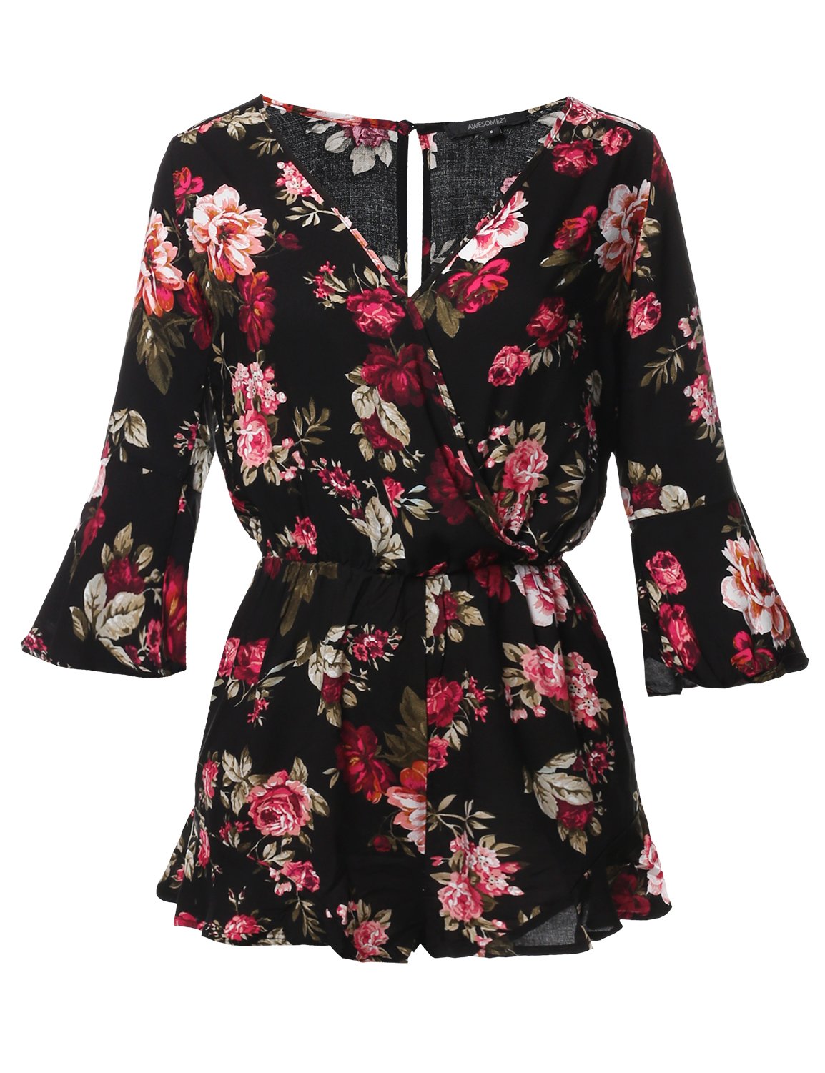 Women's Lace Detail V-Neck Long Sleeve Romper Jumpsuit | Elegant One-Piece Outfit for Date Night, Party & Special Occasions