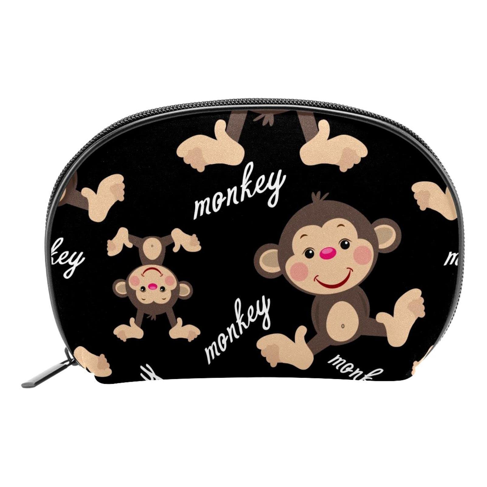 Cute Monkey Print Cosmetic Bag for Women - Travel Makeup Pouch & Jewelry Organizer | Perfect for Vacation, Gym, and Daily Essentials Storage