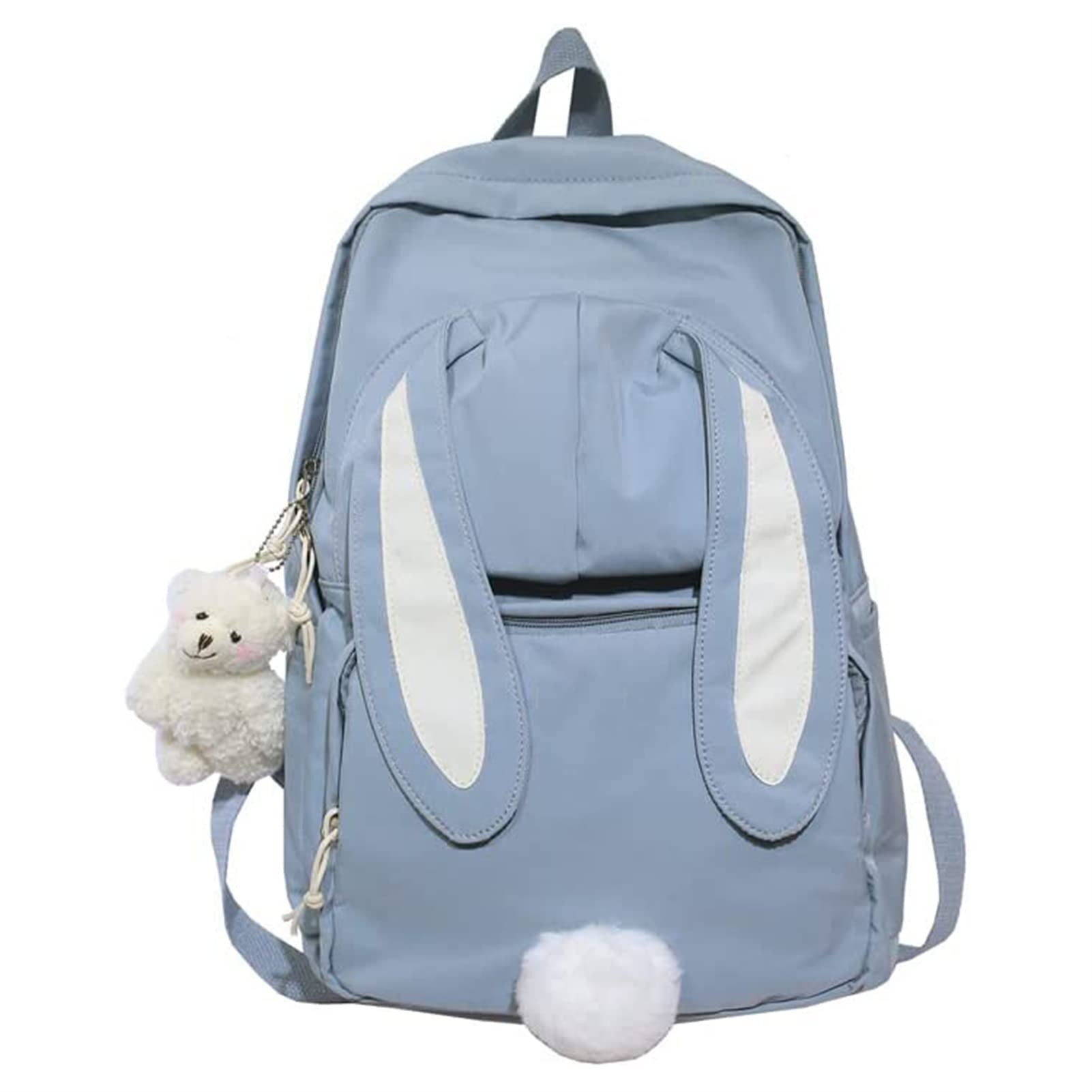 Cute Bunny Backpack for Girls - School Backpack with Adjustable Straps & Multiple Pockets - Perfect for School, Travel & Everyday Use (Blue)
