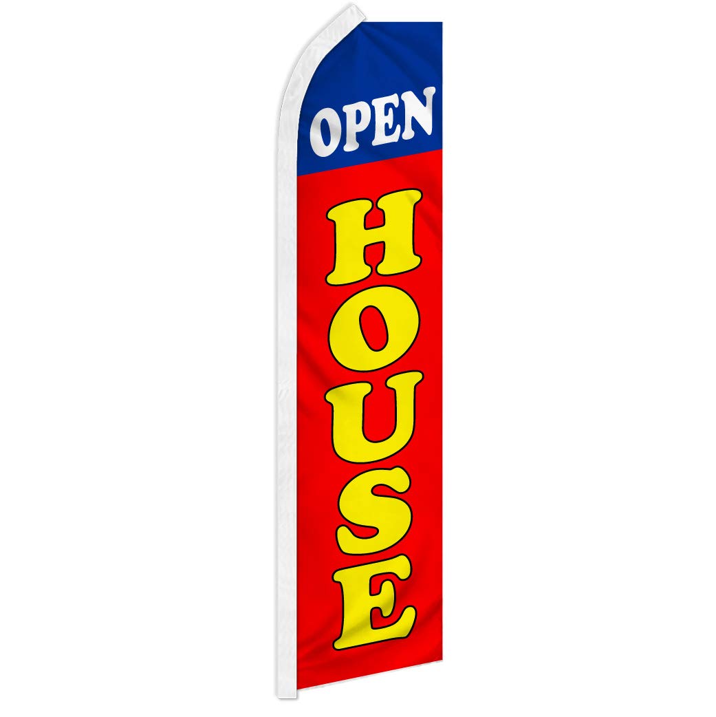 Red Open House Swooper Flag - Durable Outdoor Decoration for Real Estate Signs, Yard Sales & Sporting Events