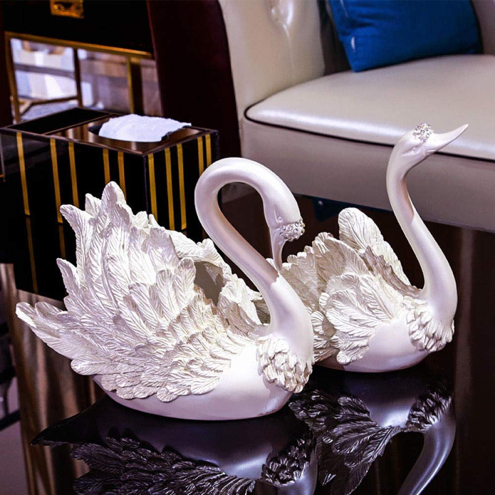 Elegant Resin Swan Sculpture Set - Pearl White Animal Figurines for Home Decor, Living Room Display & Unique Gift Idea | Perfect for Wedding Centerpieces, Garden Ornaments & Housewarming Presents