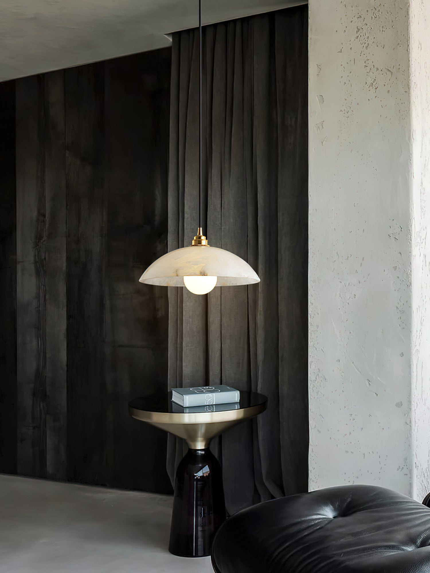 Elegant Dome Alabaster Pendant Light - Modern Crystal Glass Ceiling Lamp for Dining Room, Kitchen Island & Bedroom Lighting