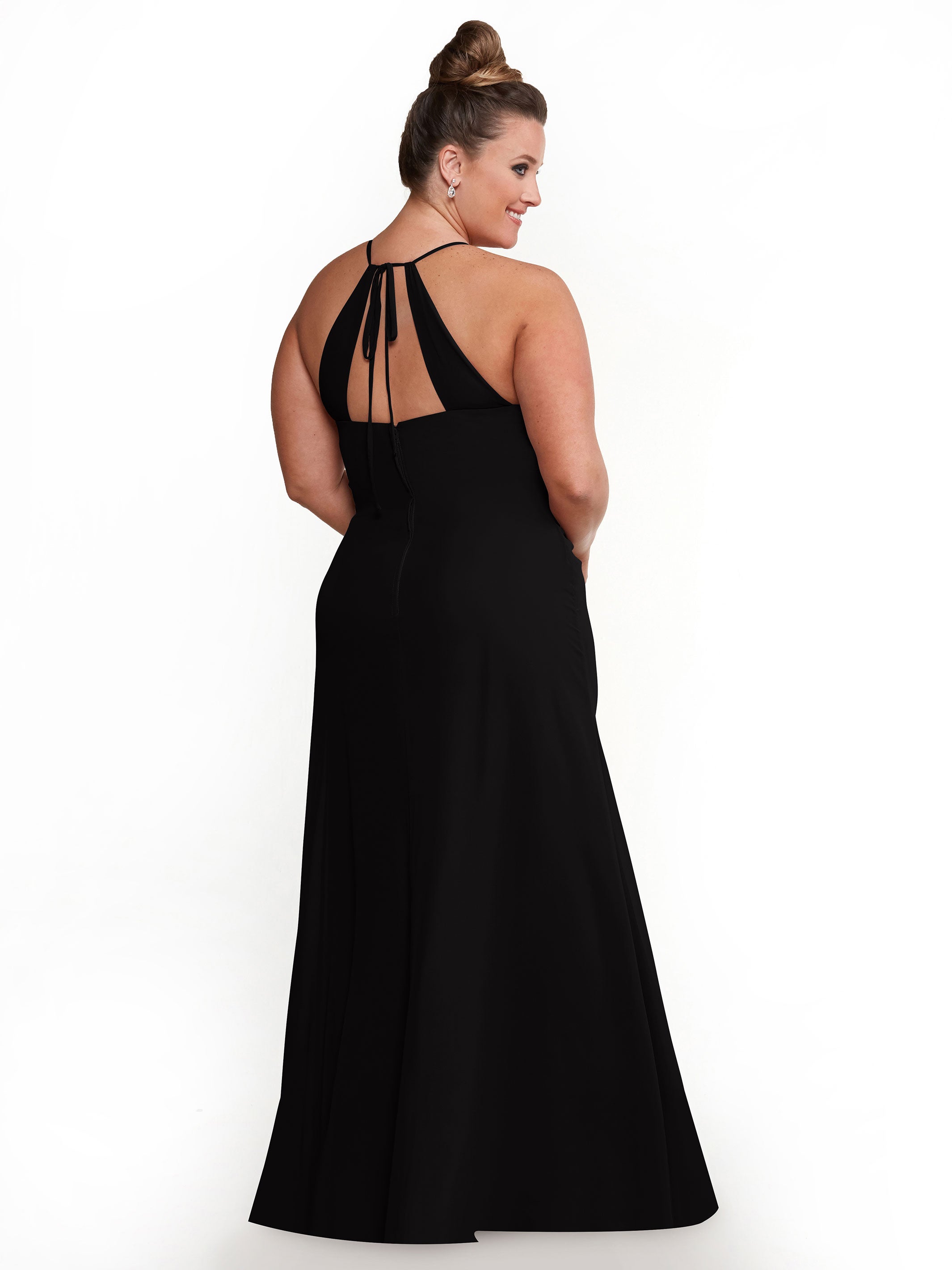 Elegant A-Line Chiffon Bridesmaid Dress with Keyhole Halter Neckline - Perfect for Weddings, Formal Events & Special Occasions