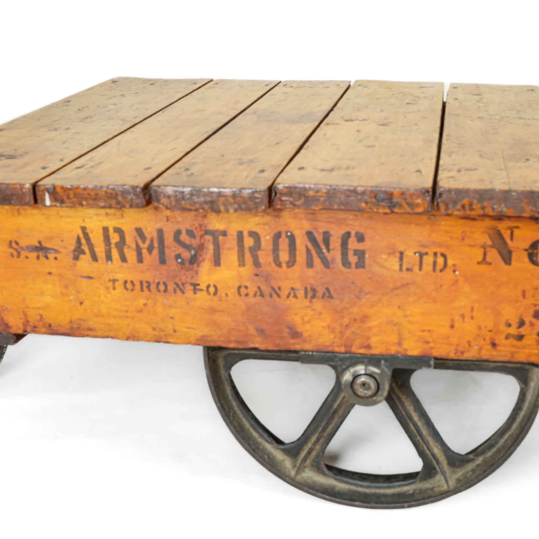 Vintage Wood & Steel Flat Dolly by Armstrong Co. - Heavy Duty Moving Cart for Furniture, Appliances & Home Renovation Projects