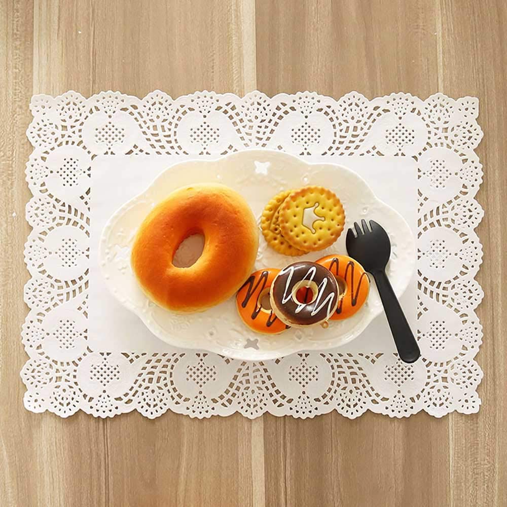 Premium White Lace Paper Doilies - 12x16 Inch Rectangle Disposable Placemats - Elegant Table Decor for Weddings, Birthdays, Cakes & Desserts - 100-Pack for Party, Tea Time & Dining Table Settings
