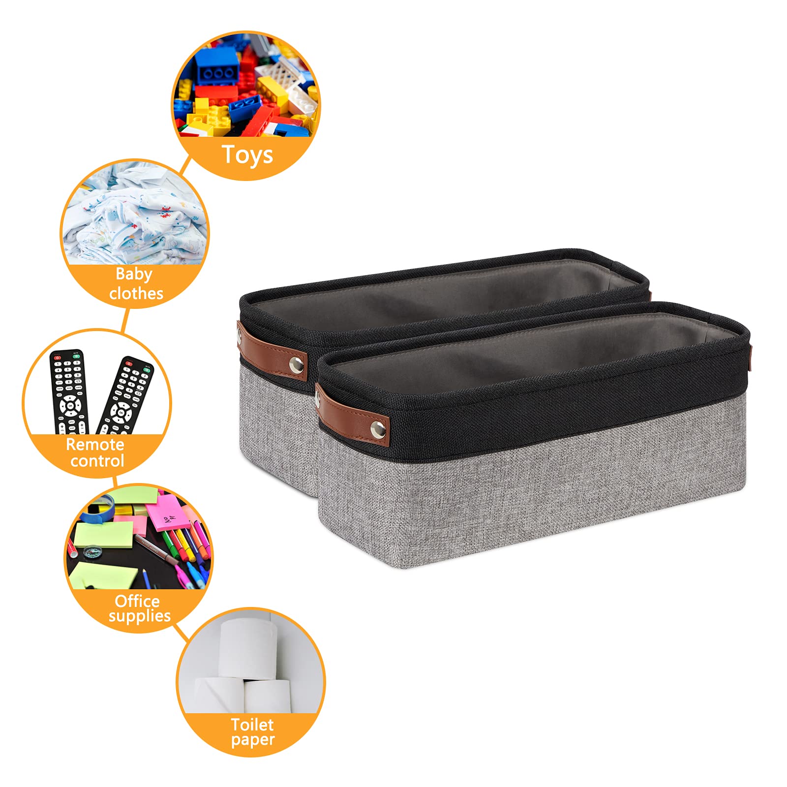 DULLEMELO 2-Pack Small Bathroom Storage Baskets - 15
