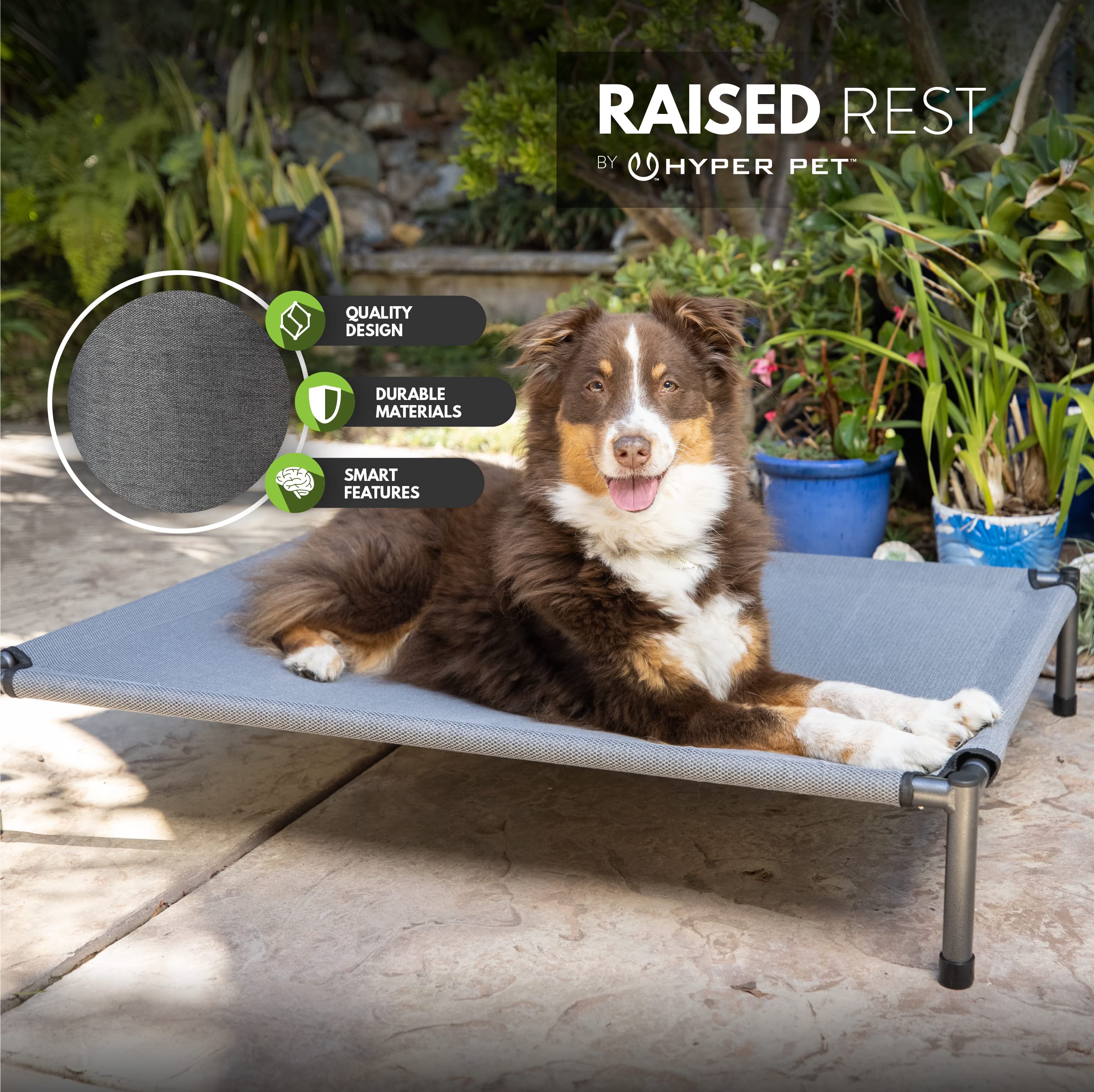 Hyper Pet's Raised Rest Deluxe Elevated Dog Bed - Breathable Outdoor & Indoor Pet Bed for Small & Medium Dogs [30
