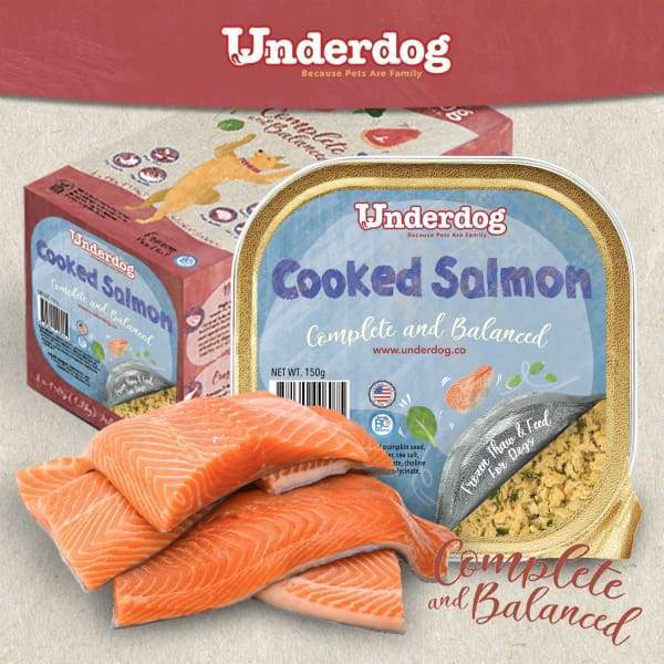 Premium Underdog Cooked Salmon Fresh Frozen Dog Food - 1.2kg Pack | Grain-Free, High-Protein Natural Pet Food for Adult Dogs | Perfect for Mealtime, Training Treats & Weight Management