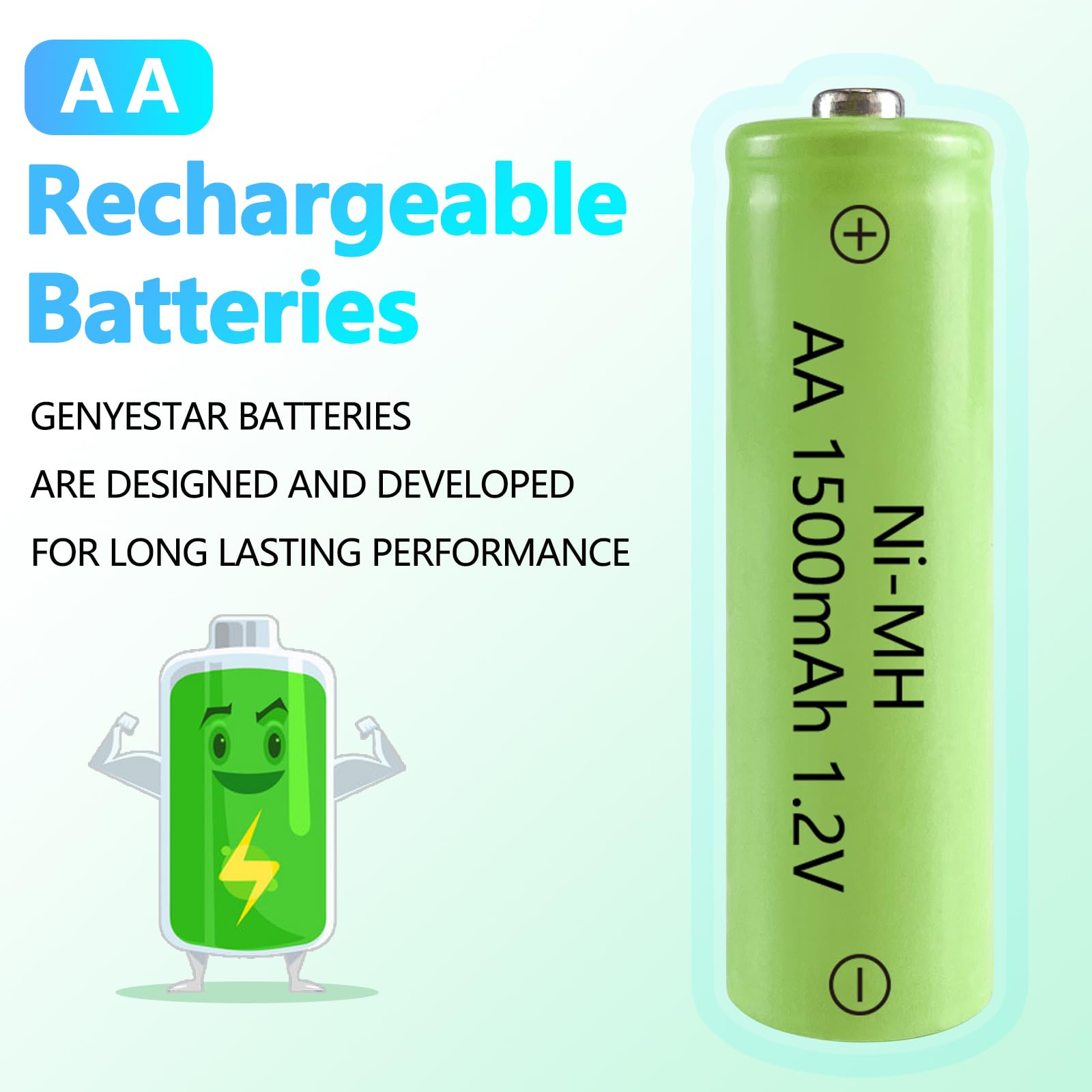 High Capacity 1.2V AA Rechargeable NiMH Batteries (1500mAh, 8-Pack) - Low Self Discharge for Solar Lights, Lanterns & String Lights | Perfect for Outdoor, Emergency & Decorative Lighting