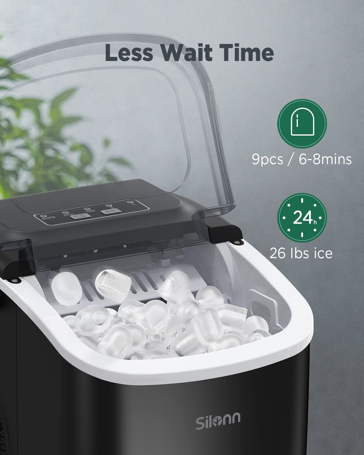 Silonn Countertop Ice Maker - 9 Cubes in 6 Minutes, 26lbs Daily, Self-Cleaning with Scoop & Basket | Perfect for Home Bars, Parties & Office Use | Bissell Little Green Portable Carpet Cleaner - Multi-Surface Upholstery & Carpet Cleaner - Ideal for Pets, Stains & Spot Cleaning