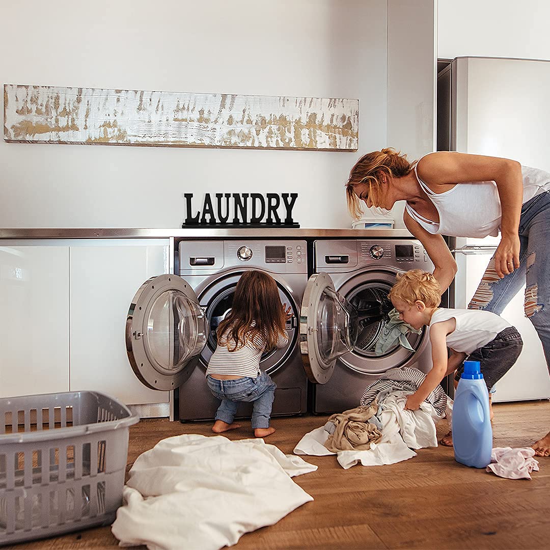 Laundry Room Decor Sign - Rustic Farmhouse Freestanding Wood Block Letters for Laundry & Home Decoration | Perfect for Laundry Rooms, Farmhouse Style Homes & Gift Giving