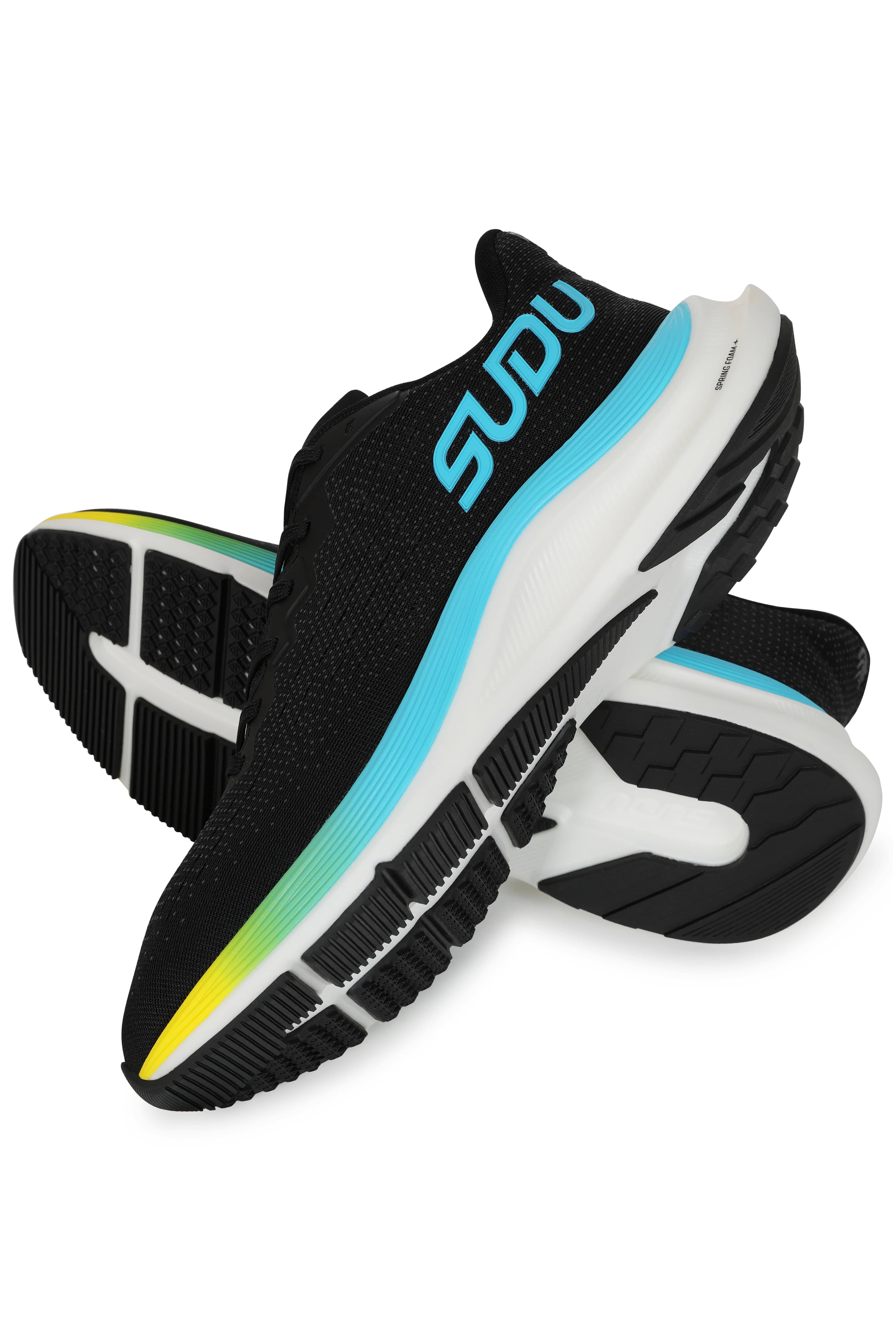 SRM 01 Running Shoes for Men & Women - Lightweight Breathable Athletic Sneakers in Black/Light Blue - Perfect for Jogging, Gym Workouts & Outdoor Activities
