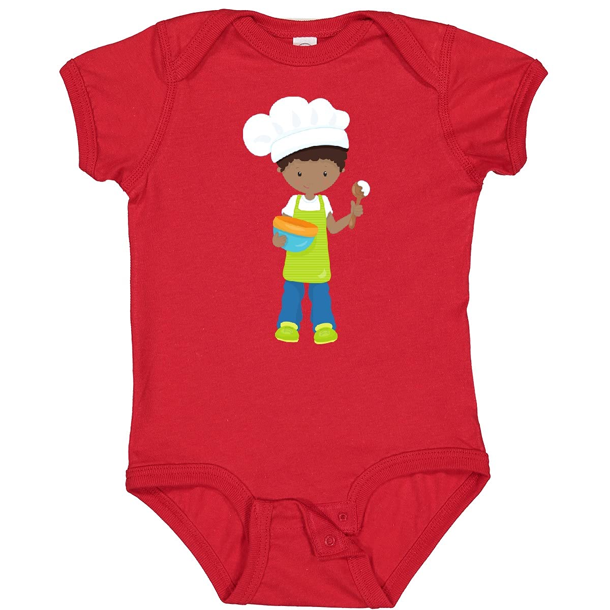 Inktastic African American Boy Baking Baker Bakery Apron Baby Bodysuit - Cute Cooking Outfit for Toddlers & Infants - Perfect for Baking Classes, Birthday Parties & Family Kitchen Time