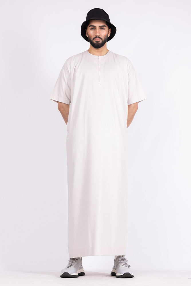 Magnolia Half Sleeve Thobe for Women - Elegant Embroidered Islamic Dress for Prayer & Special Occasions