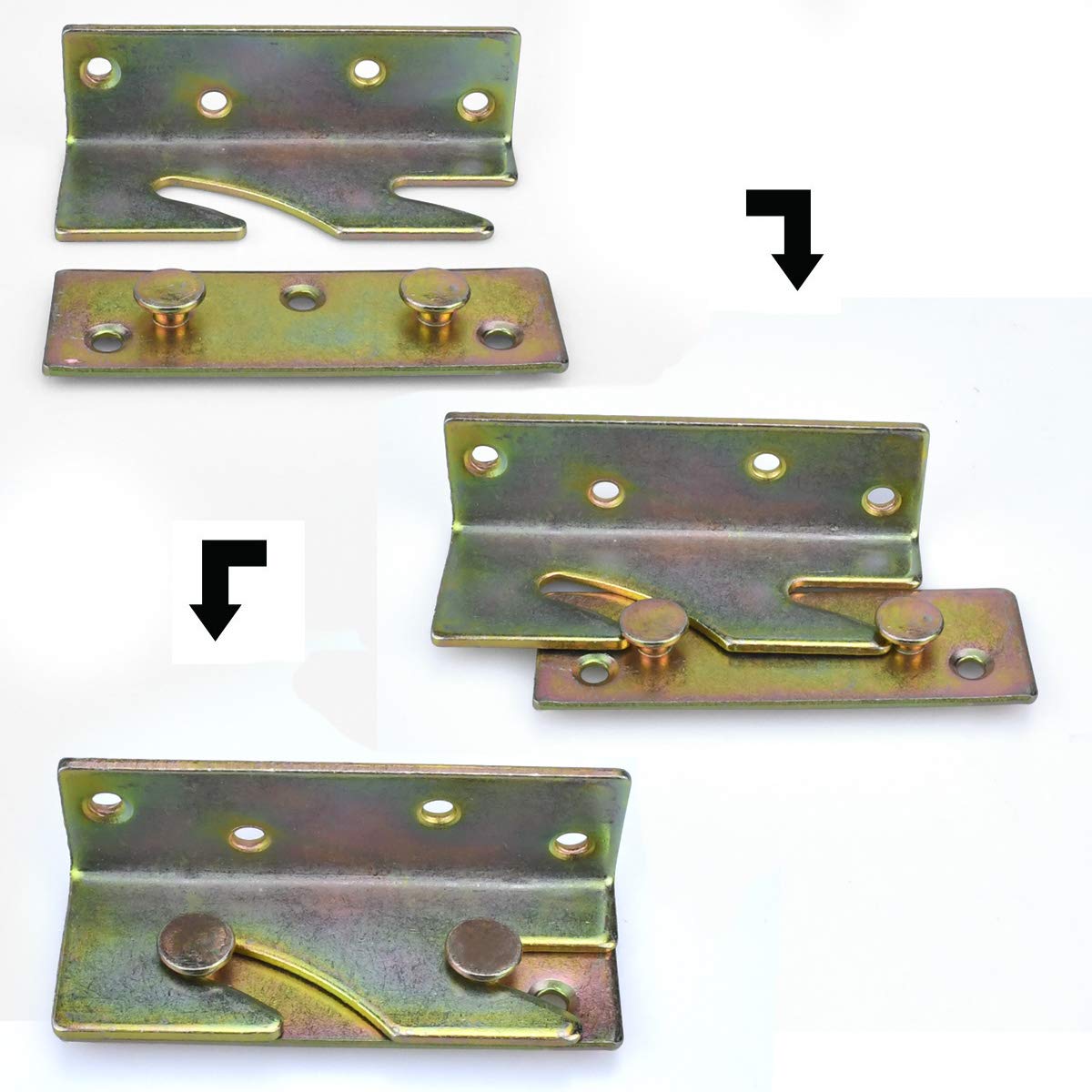 Heavy Duty Bed Rail Brackets Set of 4 - Universal Bed Frame Hook Brackets for Headboards & Footboards with Screws Included, Easy Installation - Perfect for Bedroom Furniture Assembly and DIY Bed Frame Repair