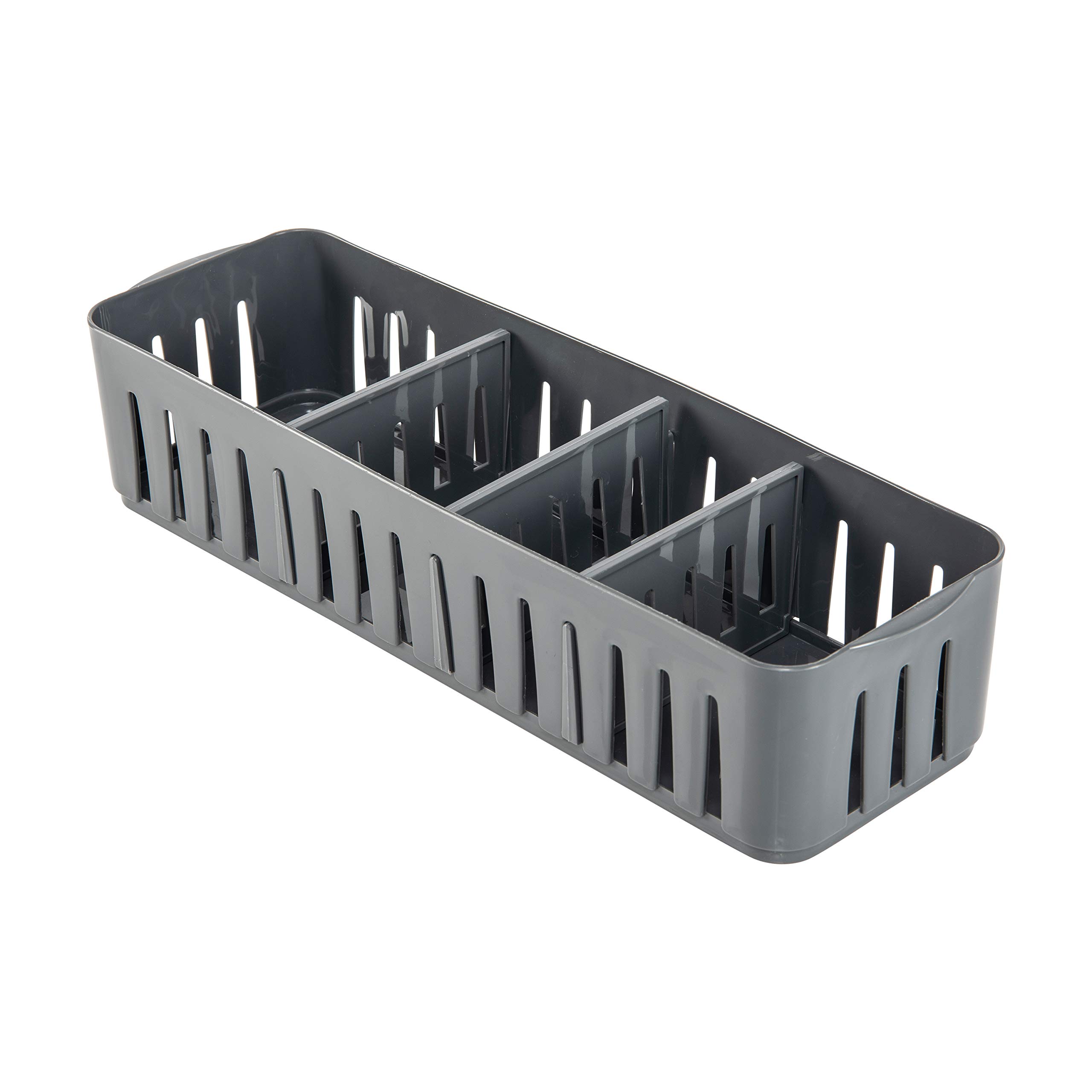 4-Compartment Stackable Storage Bin - Adjustable Dividers for Office, Bathroom & Dorm Organization
