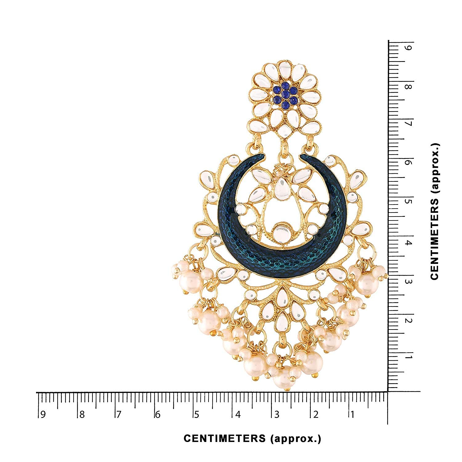 Exquisite Handcrafted Gold Plated Indian Wedding Earrings – Blue Meenakari Kundan & Pearl Bridal Jewelry for Bollywood & Traditional Occasions (E2794) | Perfect for Weddings, Festivals, Cultural Events & Special Celebrations