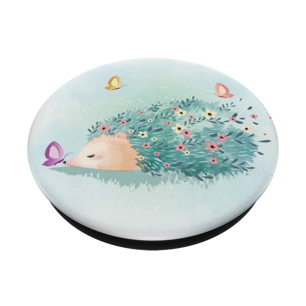 Beautiful Watercolor Hedgehog & Butterfly PopSocket - Swappable Phone Grip for Phones & Tablets - Perfect for Daily Use, Travel, and Hands-Free Viewing