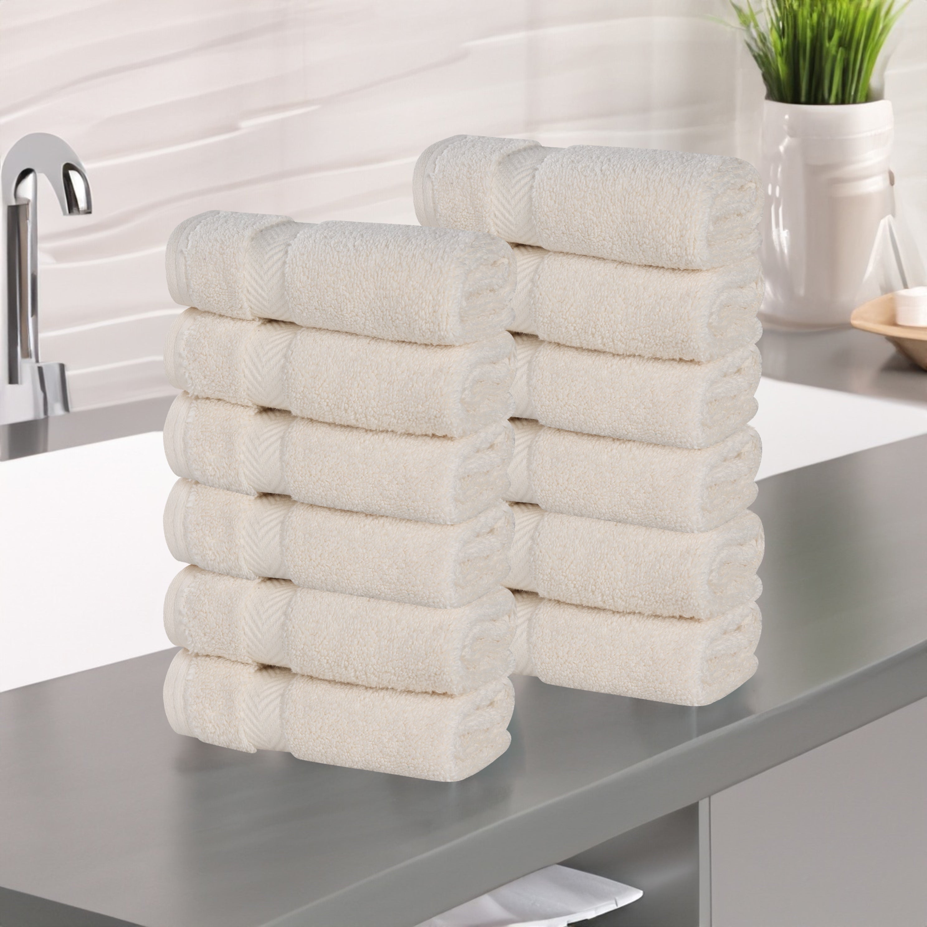 12 Pack Zero Twist Cotton Ultra Soft Face Towels & Washcloths | Premium Bath & Spa Essentials for Gentle Skincare, Makeup Removal & Baby Care