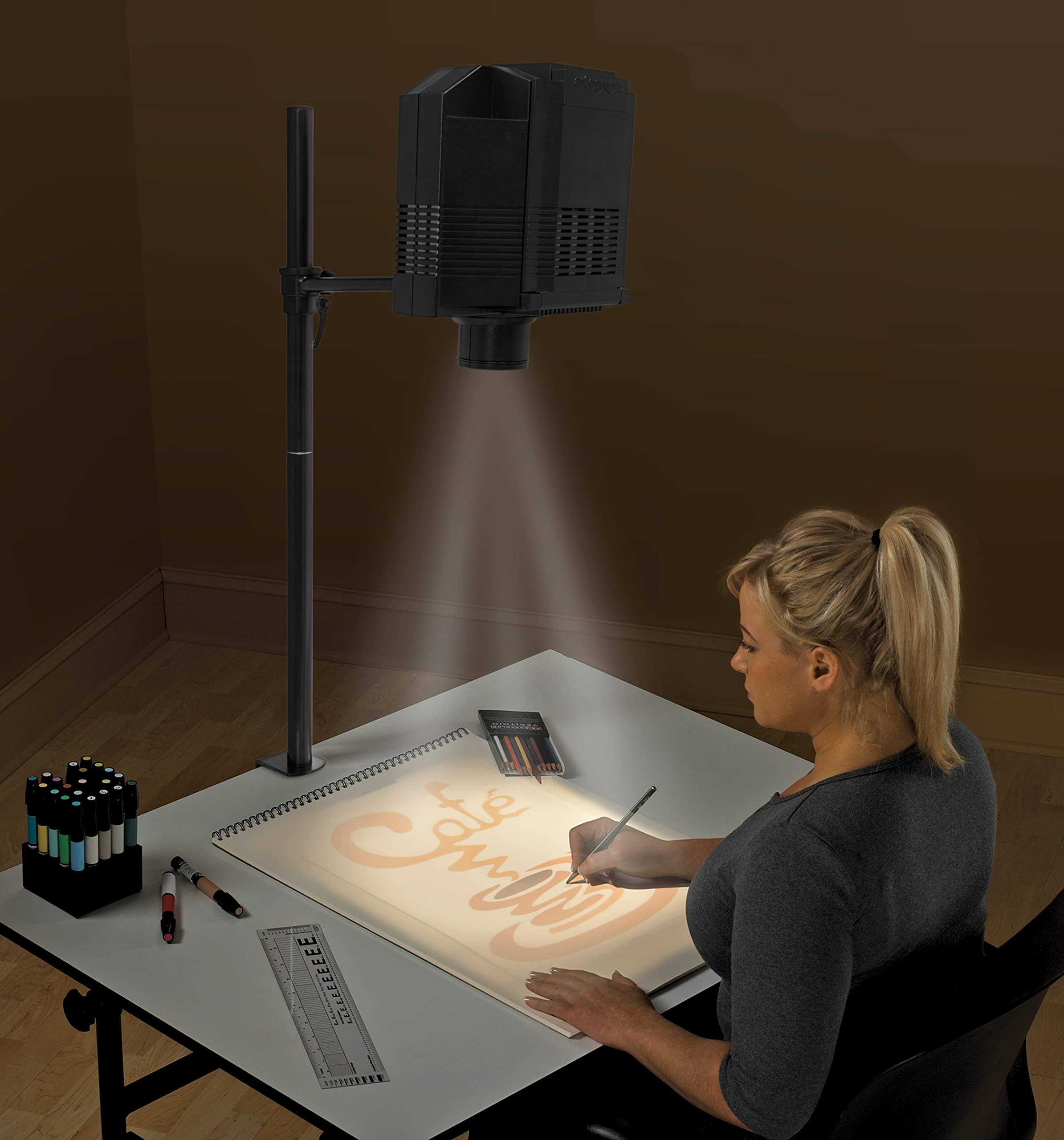 Adjustable Prism Projector Tabletop Stand with Clamp Base - Portable Desktop Projector Mount for Home Theater, Office Presentations & Classroom Teaching