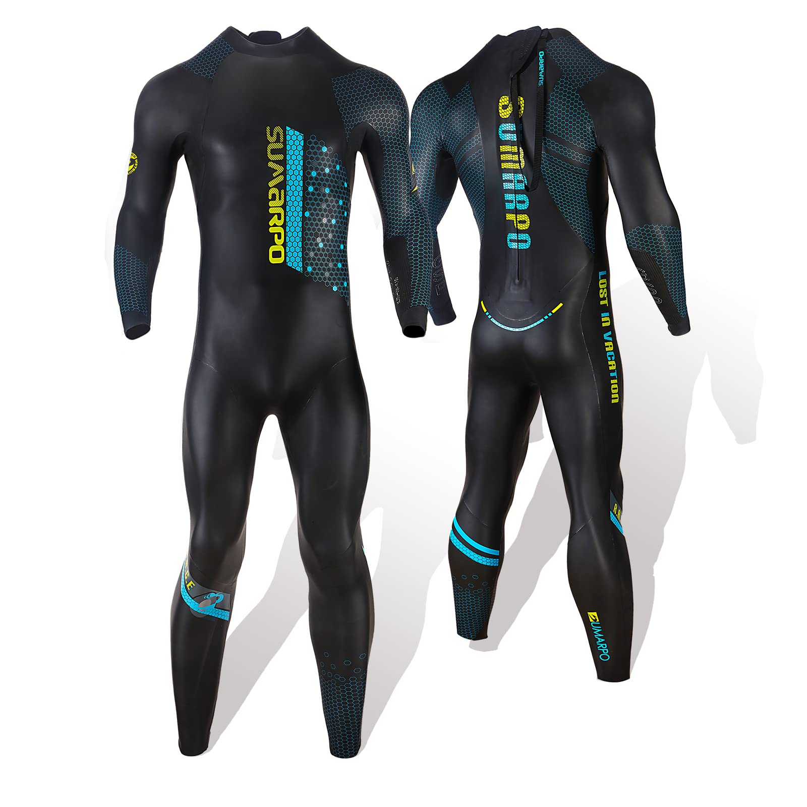 SUMARPO Men's Triathlon Wetsuit - Full Body Yamamoto SCS Neoprene Suit for Open Water Swimming, Ironman Racing & Triathlon Training - Lightweight & Flexible for Competitive Swimming & Water Sports