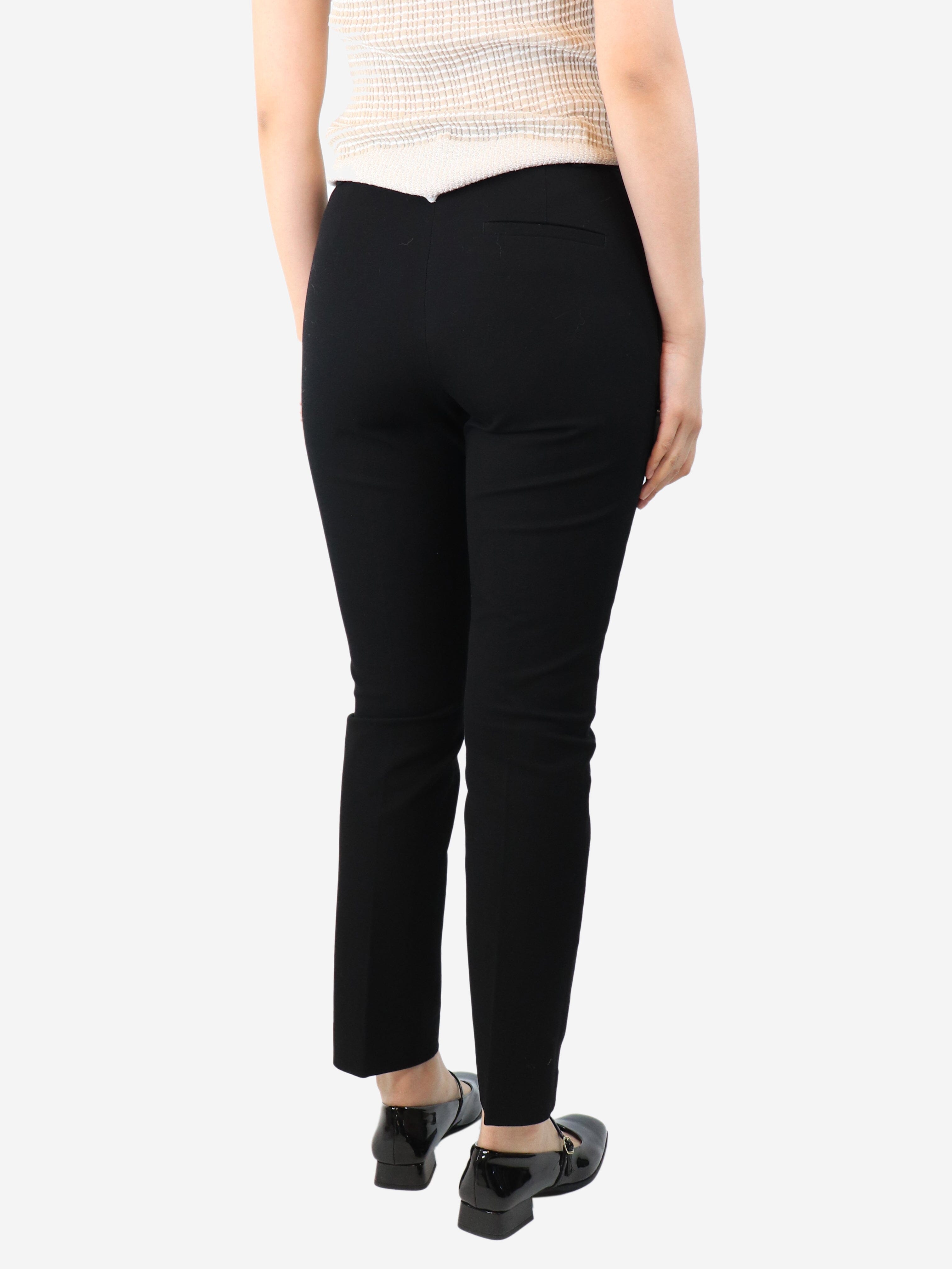 Black Stretch Gabardine Trousers - UK Size 10 | Comfortable Slim Fit Pants for Work, Office & Business Casual Wear