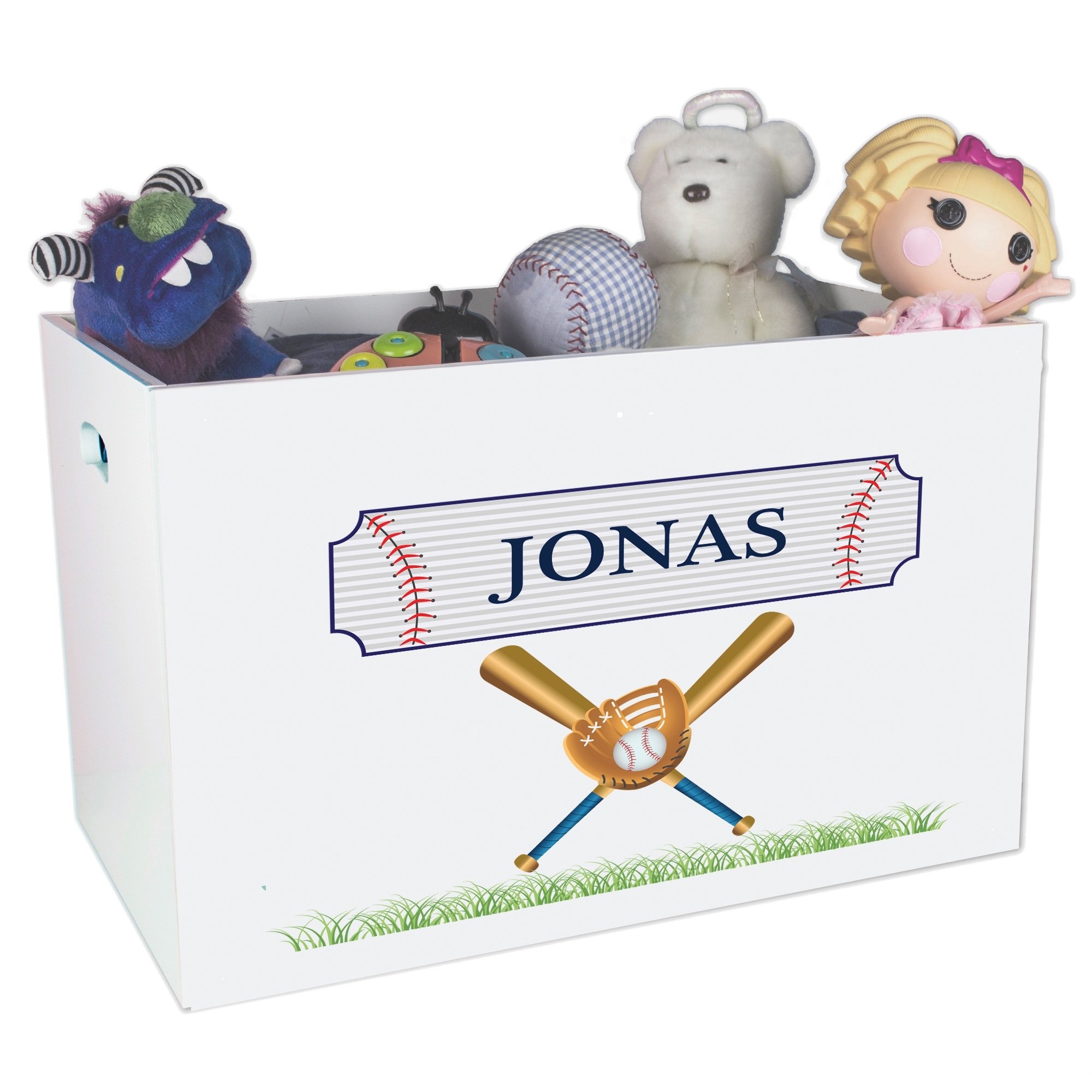 Personalized Baseball Toy Storage Box for Kids - Open Top Design for Easy Access - Perfect for Organizing Toys, Sports Gear, and Room Decor