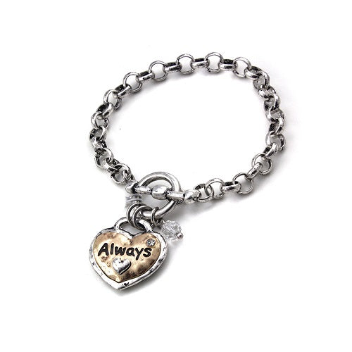 Always in My Heart Charm Toggle Bracelet - Elegant Adjustable Jewelry for Women, Perfect Gift for Valentine's Day, Anniversary & Special Occasions
