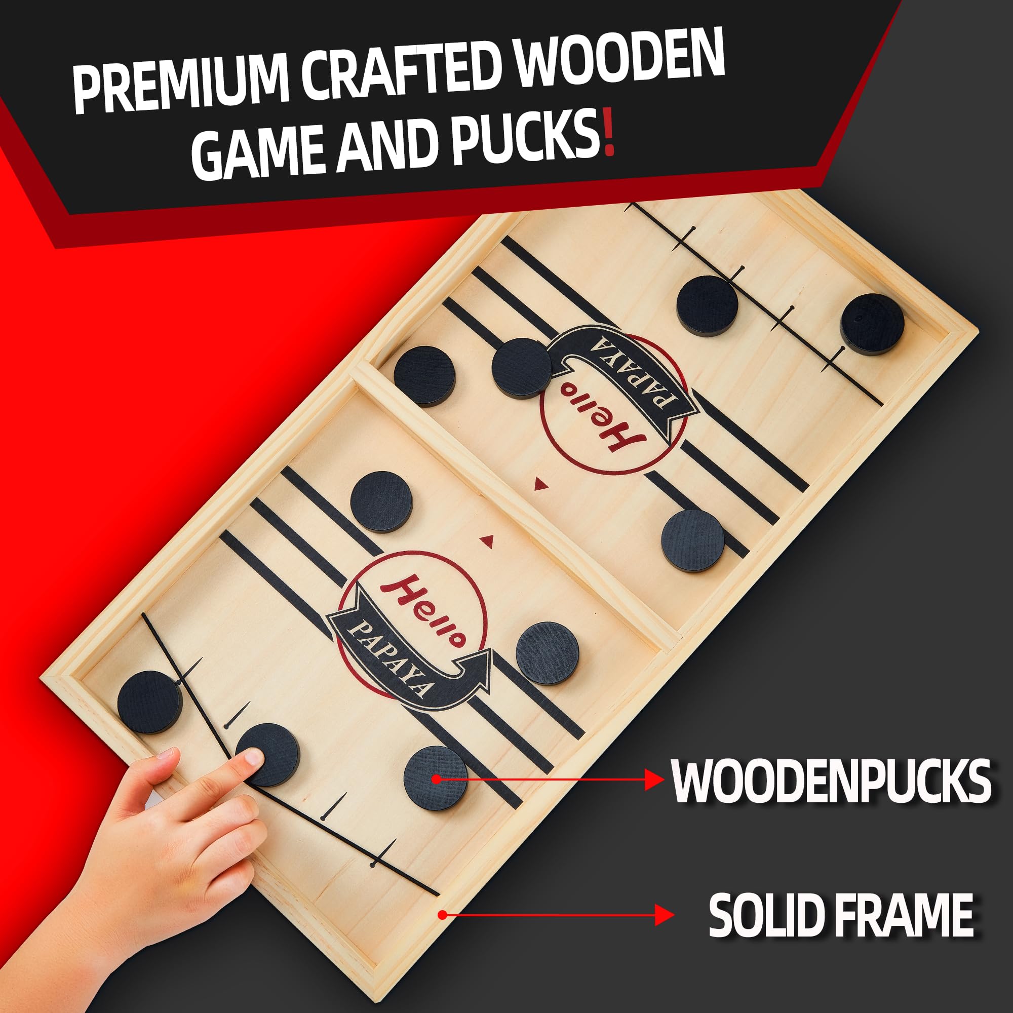 Fast Sling Puck Game - Wooden Hockey Tabletop Battle Game for Kids & Adults | Fun Parent-Child Interactive Board Game for Family Game Night, Office Break Room & Party Entertainment
