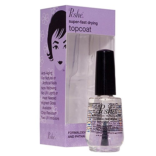 Poshe Super Fast Drying Top Coat Nail Polish - 0.5 Fl Oz (15ml) - High Gloss Finish for Gel-Like Shine | Perfect for Manicures, Pedicures & Nail Art at Home or Salon