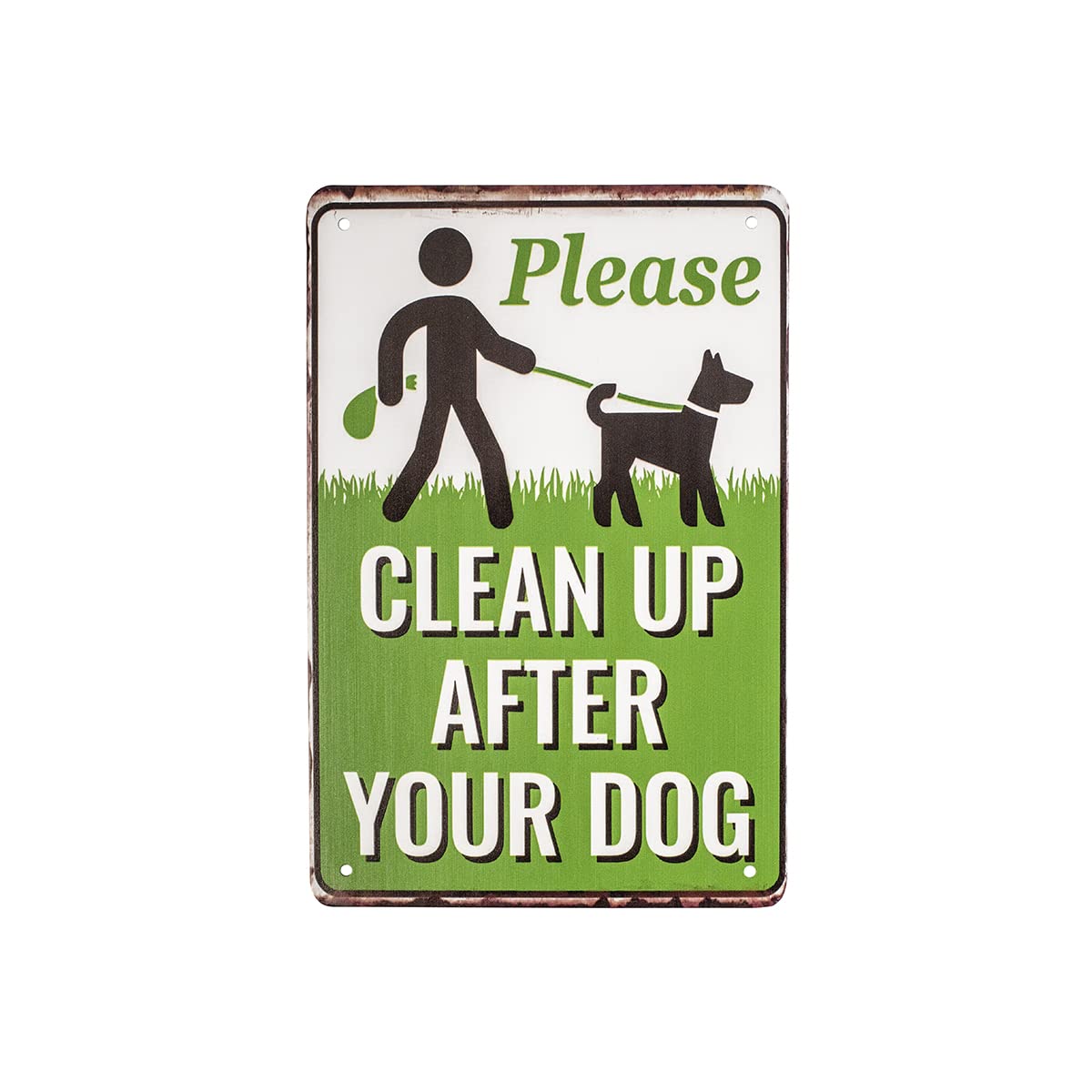 Treasure Gurus 8x12 Inch Metal 'Please Clean Up After Your Dog' No Poop Sign - Rustproof Yard Fence Decor for Home, Garden & Public Parks