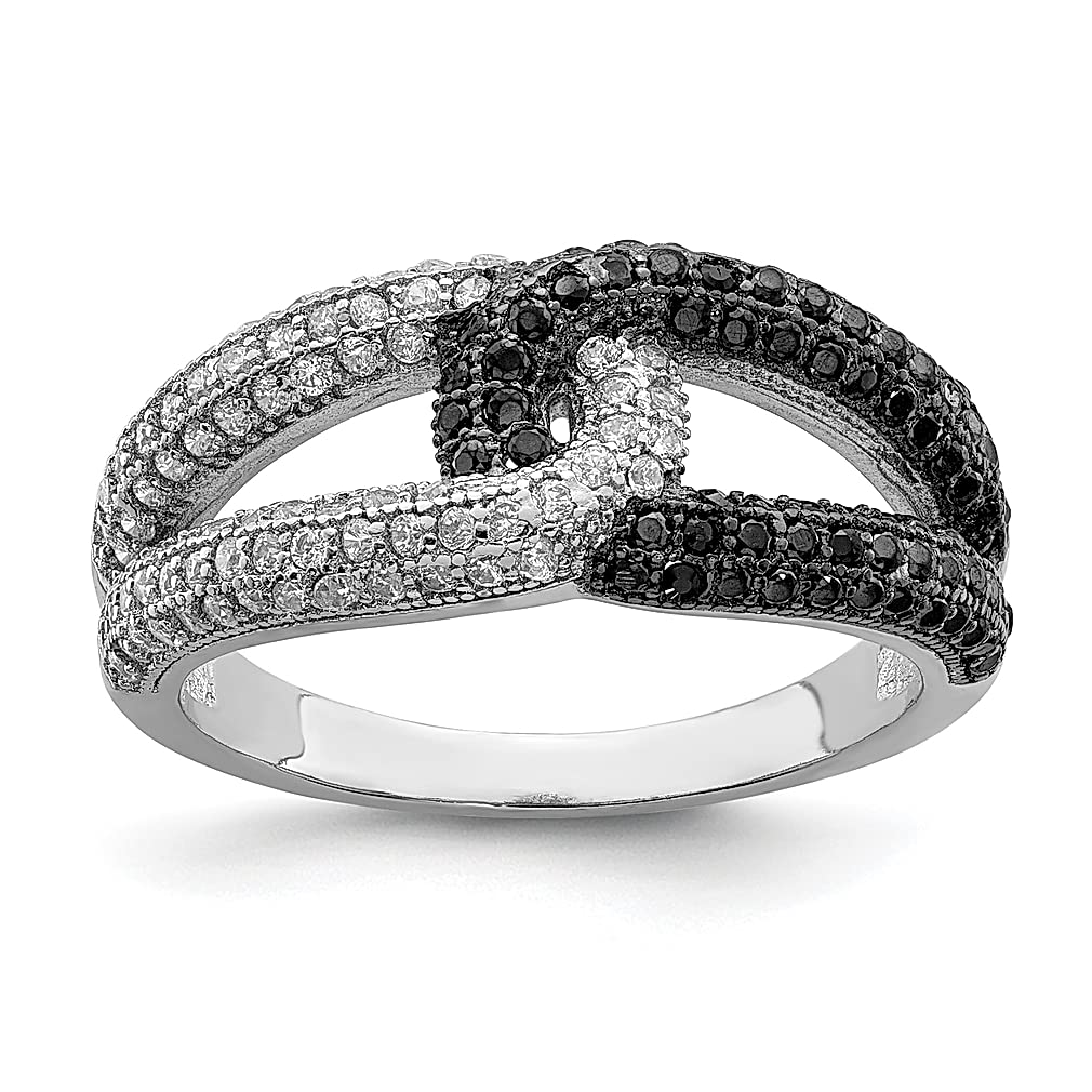925 Sterling Silver Black & White Cubic Zirconia Ring for Women | Elegant CZ Jewelry Gift for Her | Perfect for Anniversaries, Birthdays & Special Occasions