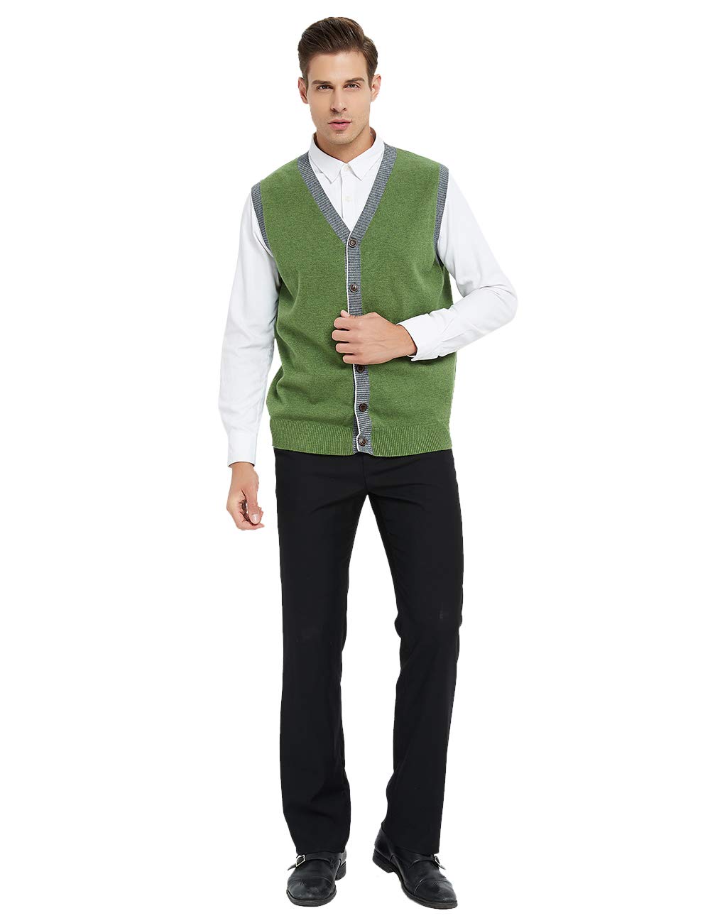 TopTie Men's Slim Fit Stylish Button Down Knitted Cardigan Vest - Casual Winter Layering for Office & Date Night Outfits