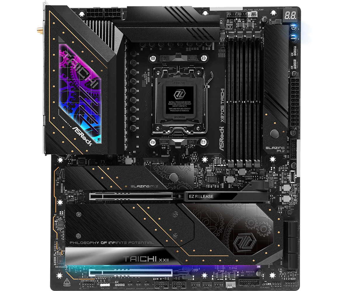 ASRock X870E Taichi AMD Ryzen DDR5 WiFi 7 Gaming Motherboard - AM5 Socket (90-MXBP90-A0UAYZ) for High-Performance PC Builds, Streaming & Content Creation